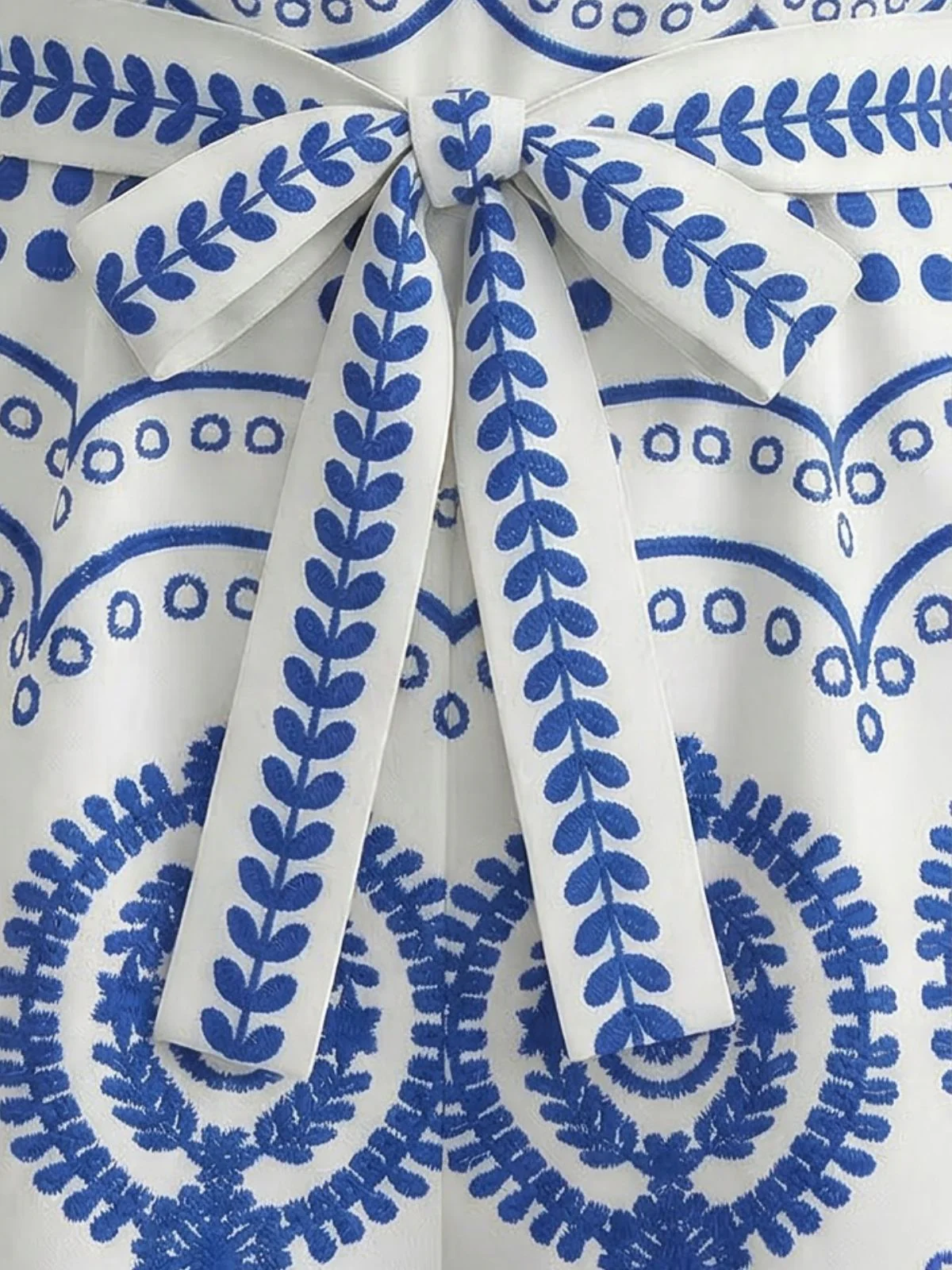 Blue 1930s Holiday Positioning Print Belted Romper - Image 8