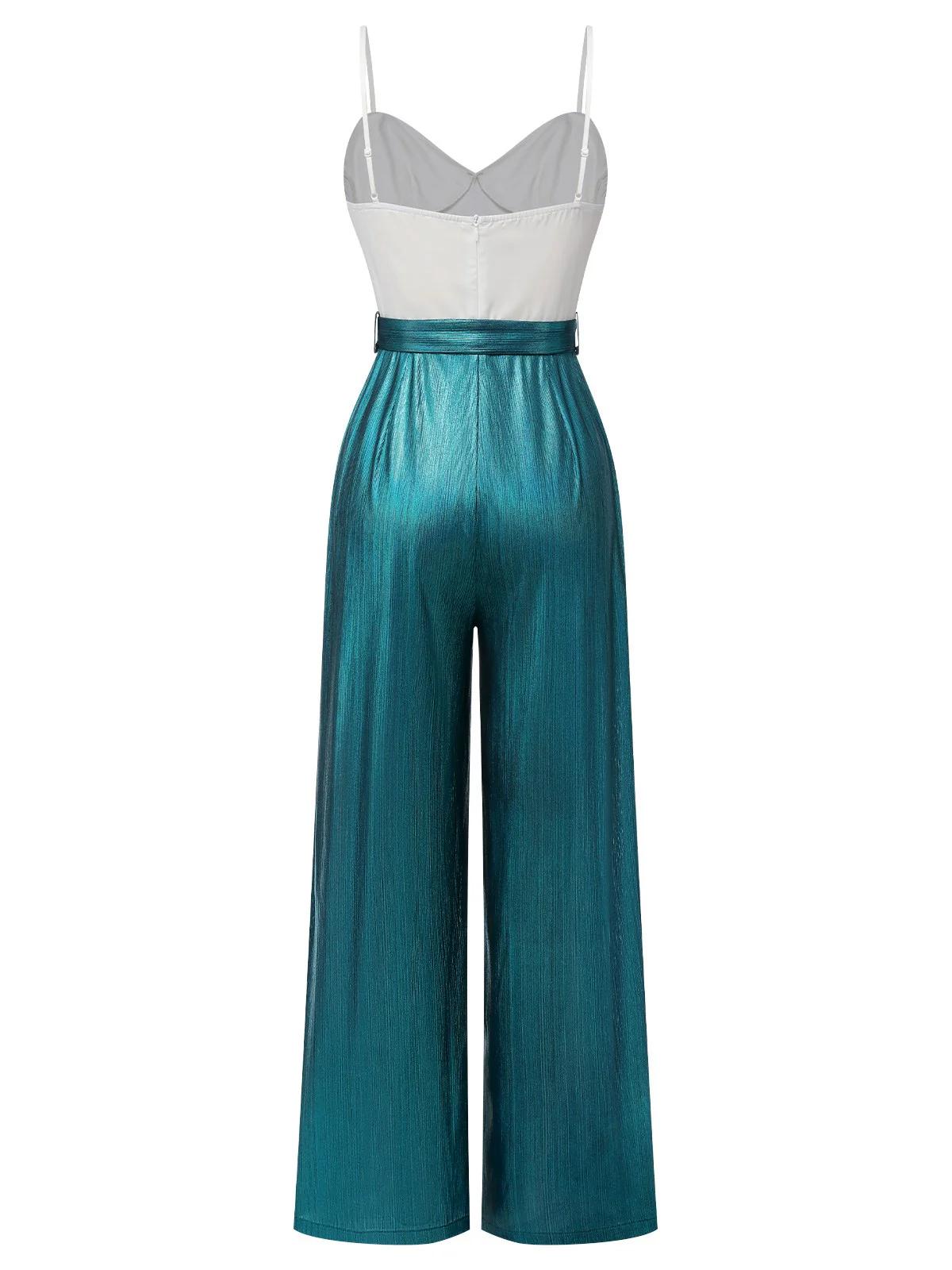 Blue 1930s Laser Flashing Spaghetti Strap Jumpsuit - Image 5