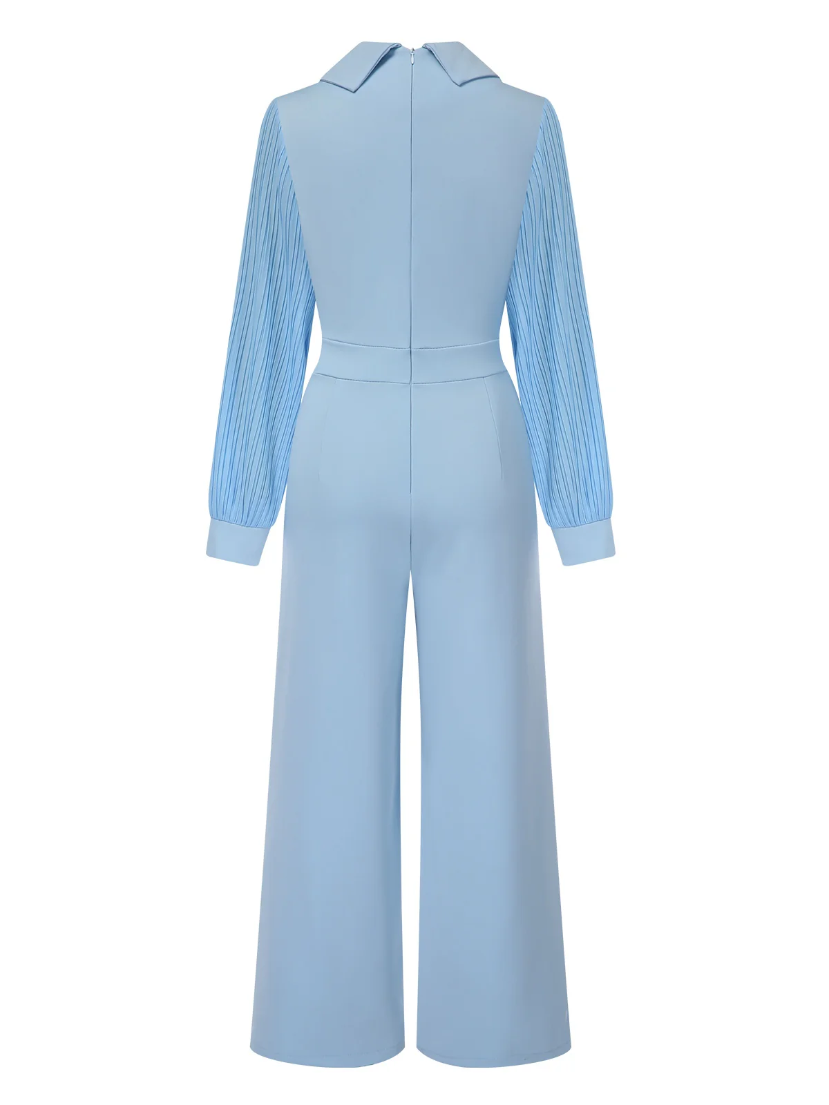 Blue 1930s Notched Collar Patchwork Jumpsuit - Image 2