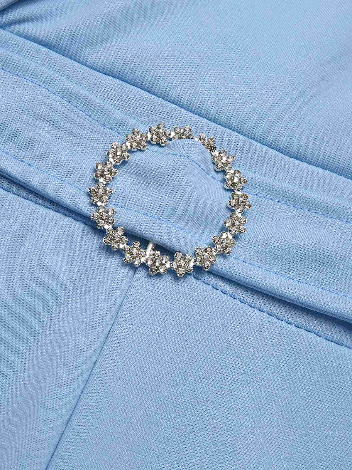 Blue 1930s Notched Collar Patchwork Jumpsuit - Image 3