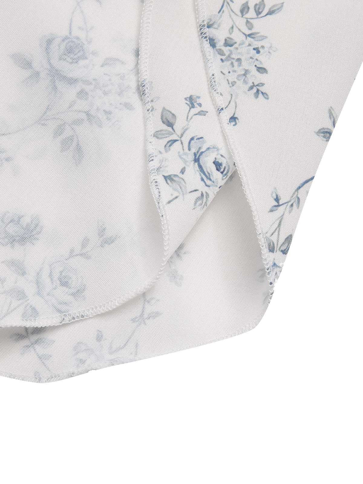 Blue 1930s Off-Shoulder Floral Ruffles Hem Dress - Image 7