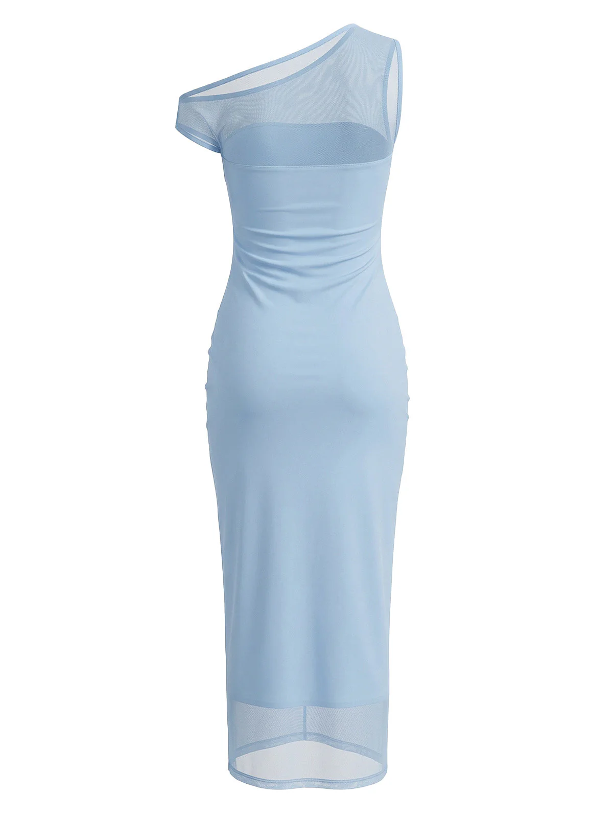 Blue 1930s One-Shoulder Floral Embroidered Mermaid Dress - Image 2