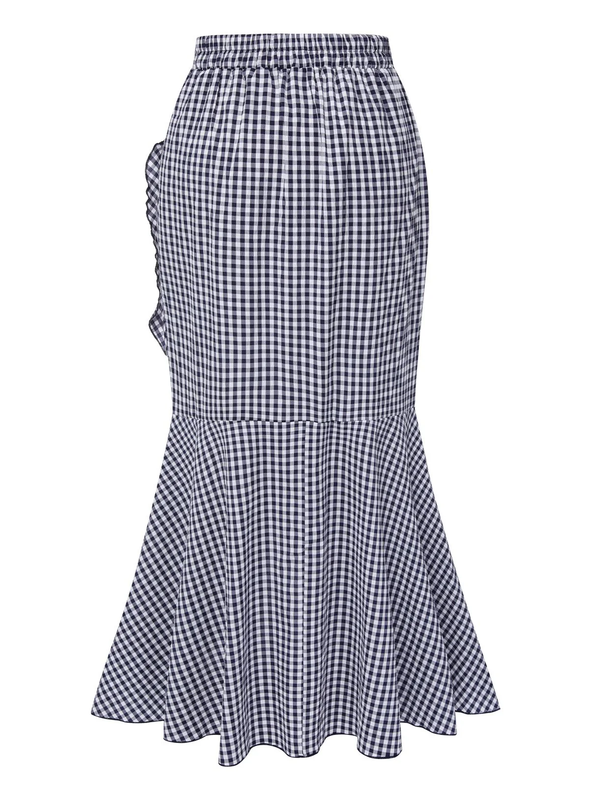 Blue 1930s Plaid Fishtail Skirt - Image 2