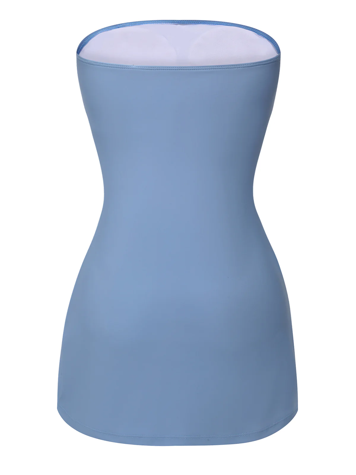 Blue 1930s Solid Buttoned Bandeau Swimsuit - Image 4
