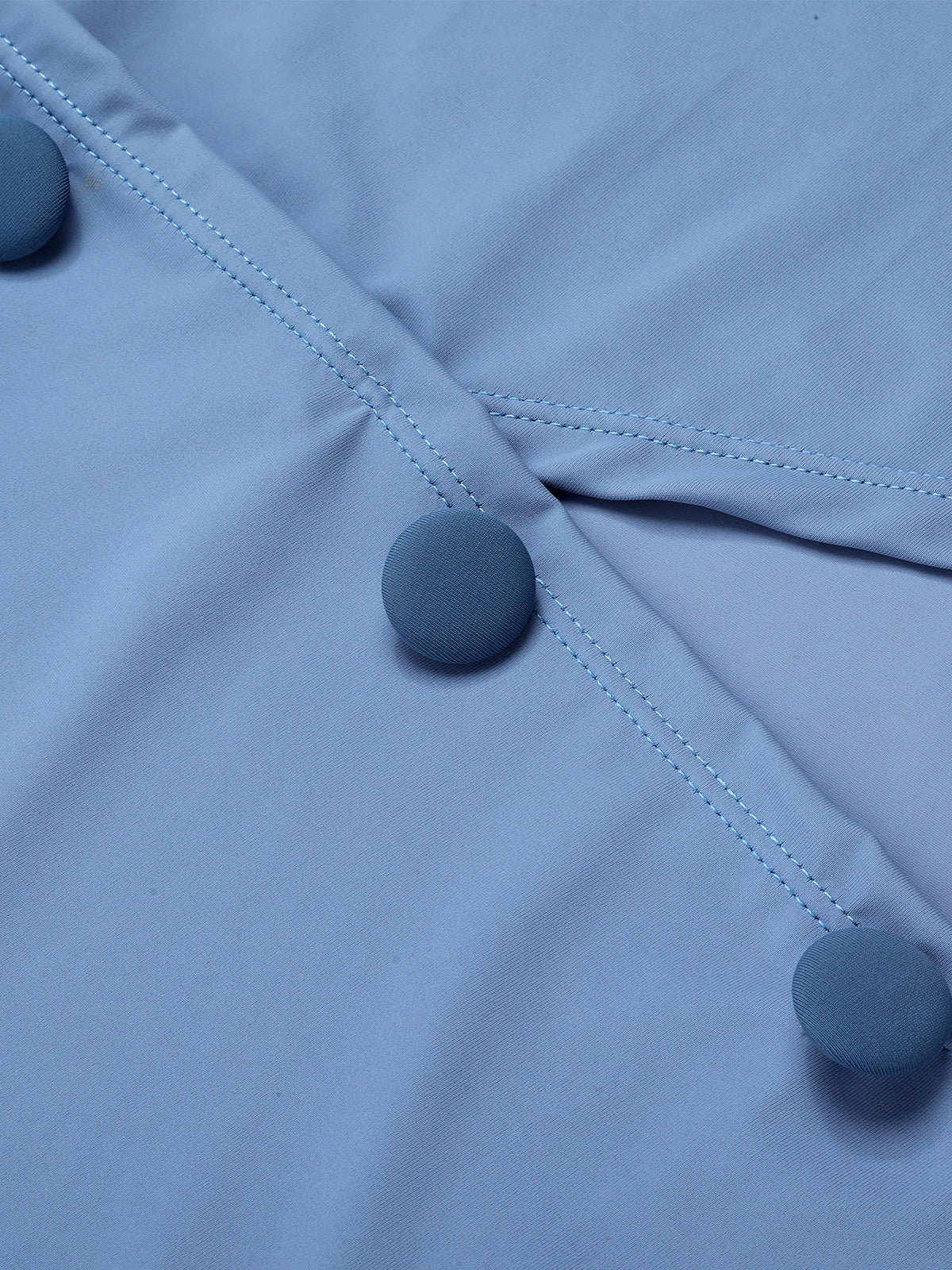 Blue 1930s Solid Buttoned Bandeau Swimsuit - Image 6
