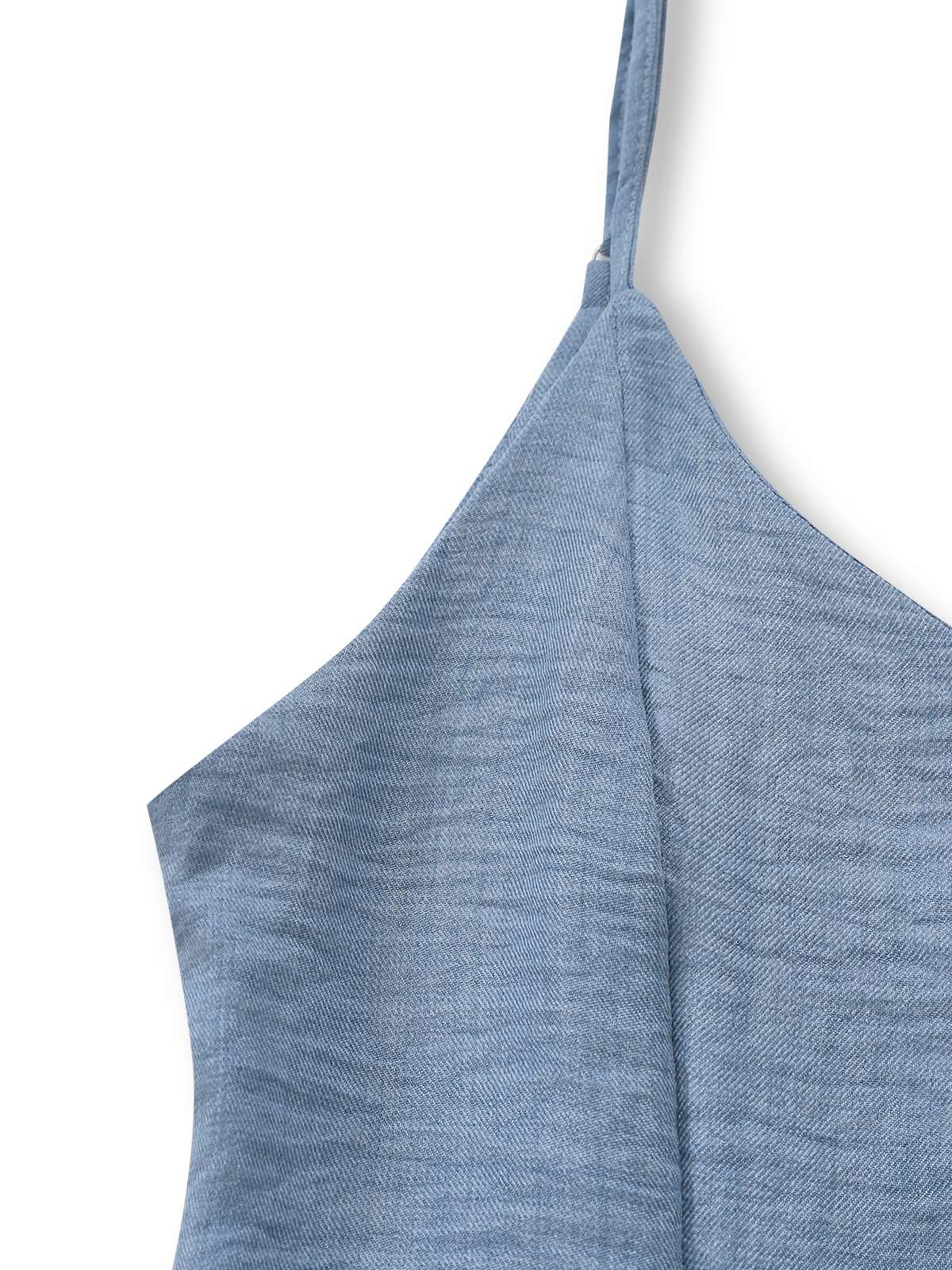 Blue 1930s Solid Deep V Tiered Ruched Jumpsuit - Image 4
