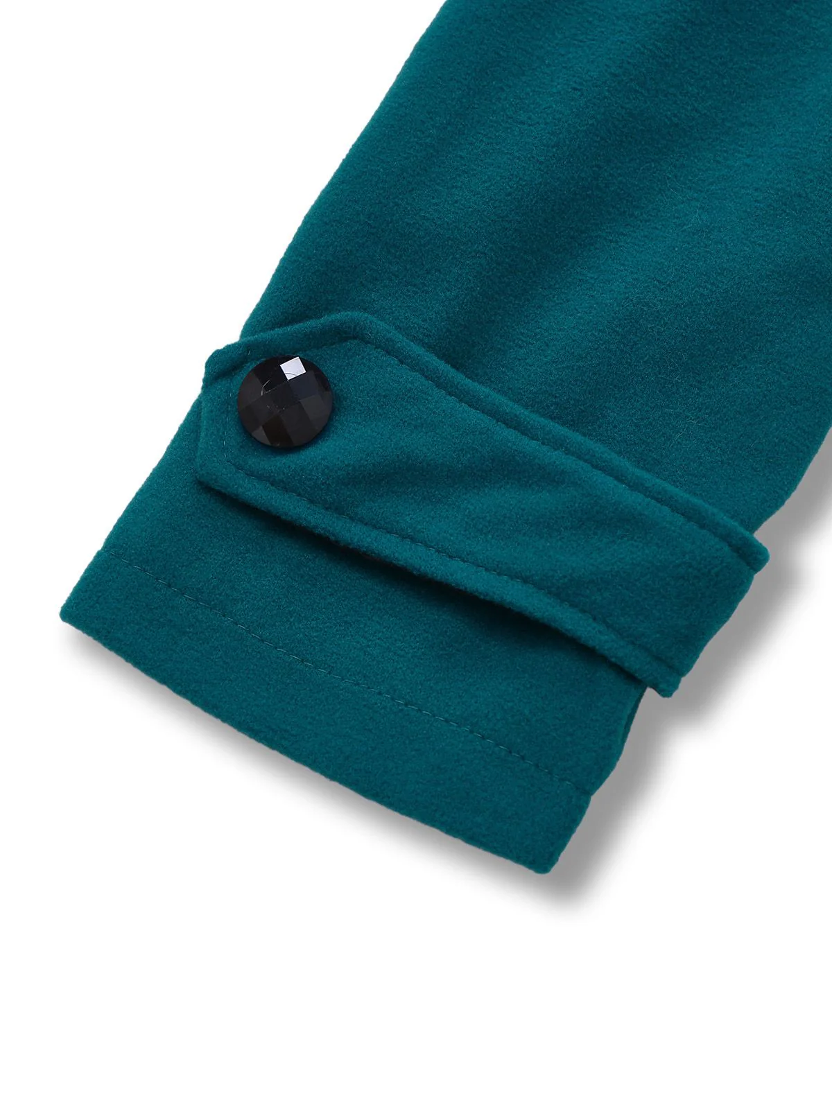 Blue 1930s Solid Faux-Wool Hooded Coat - Image 4