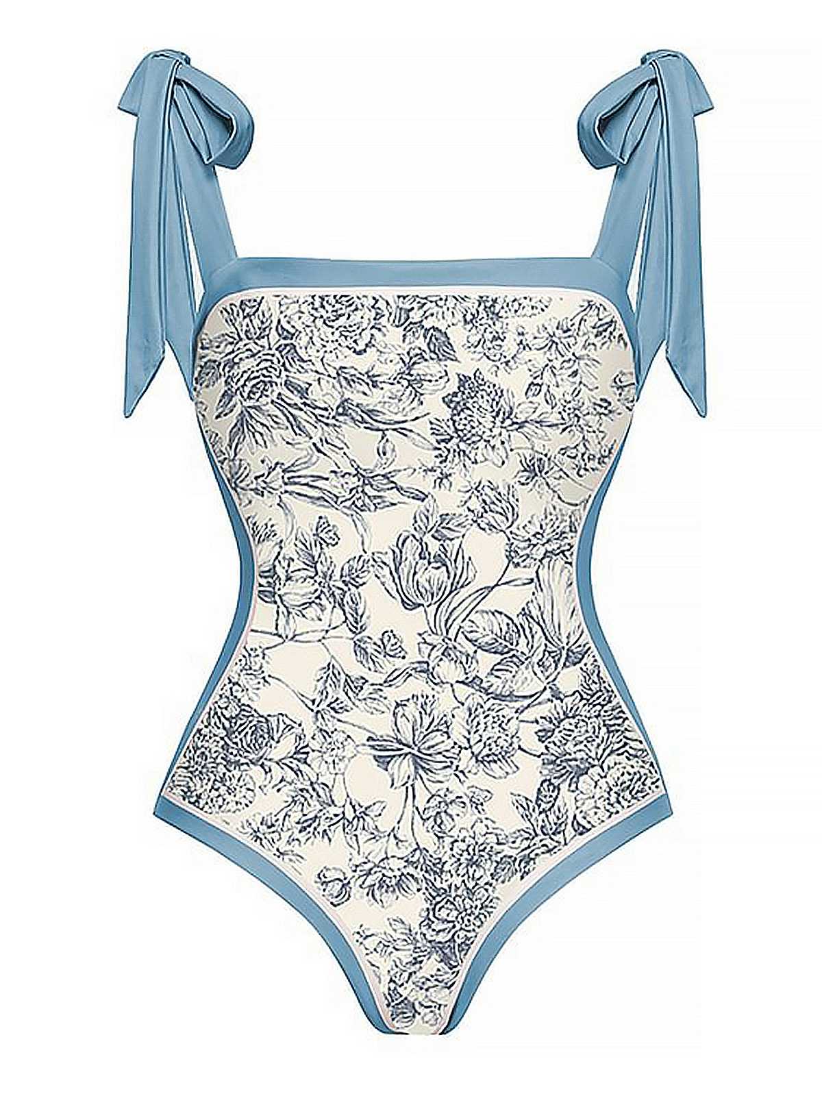Blue 1930s Straps Reversible Swimsuit - Image 2