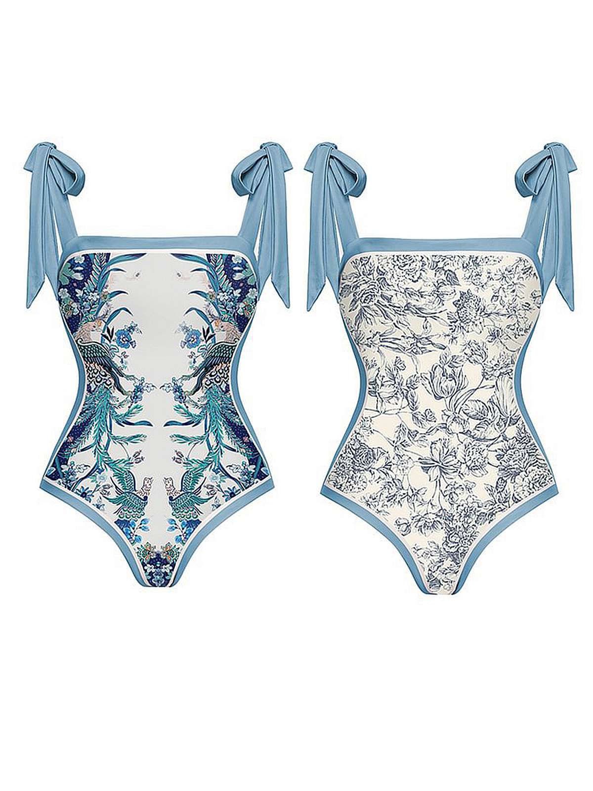 Blue 1930s Straps Reversible Swimsuit - Image 3