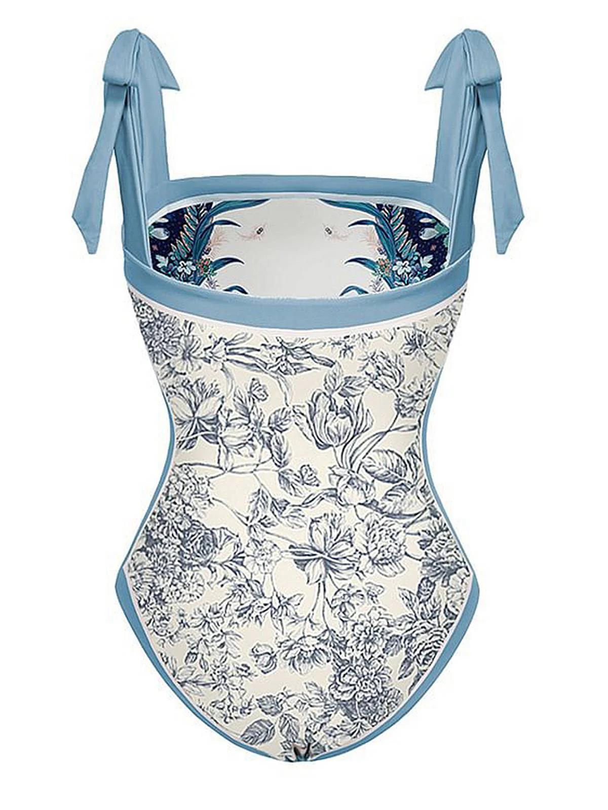 Blue 1930s Straps Reversible Swimsuit - Image 4