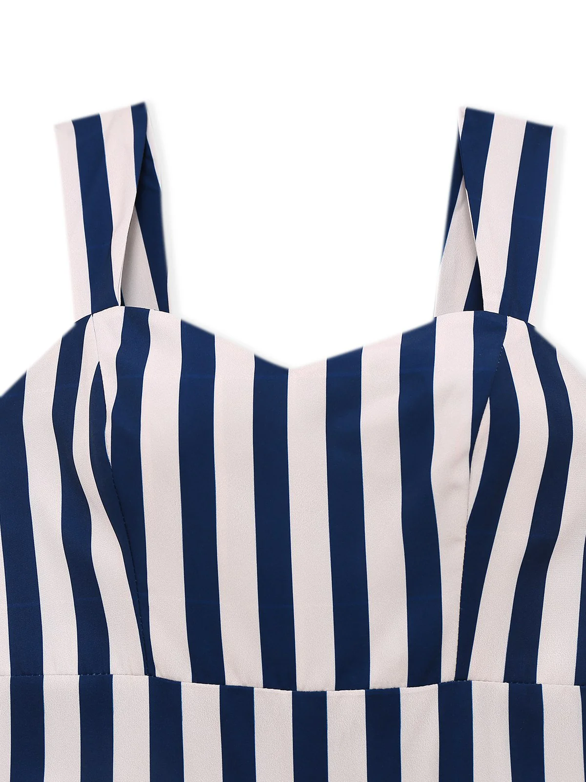 Blue 1930s Vertical Stripes Palm Trees Jumpsuit - Image 3