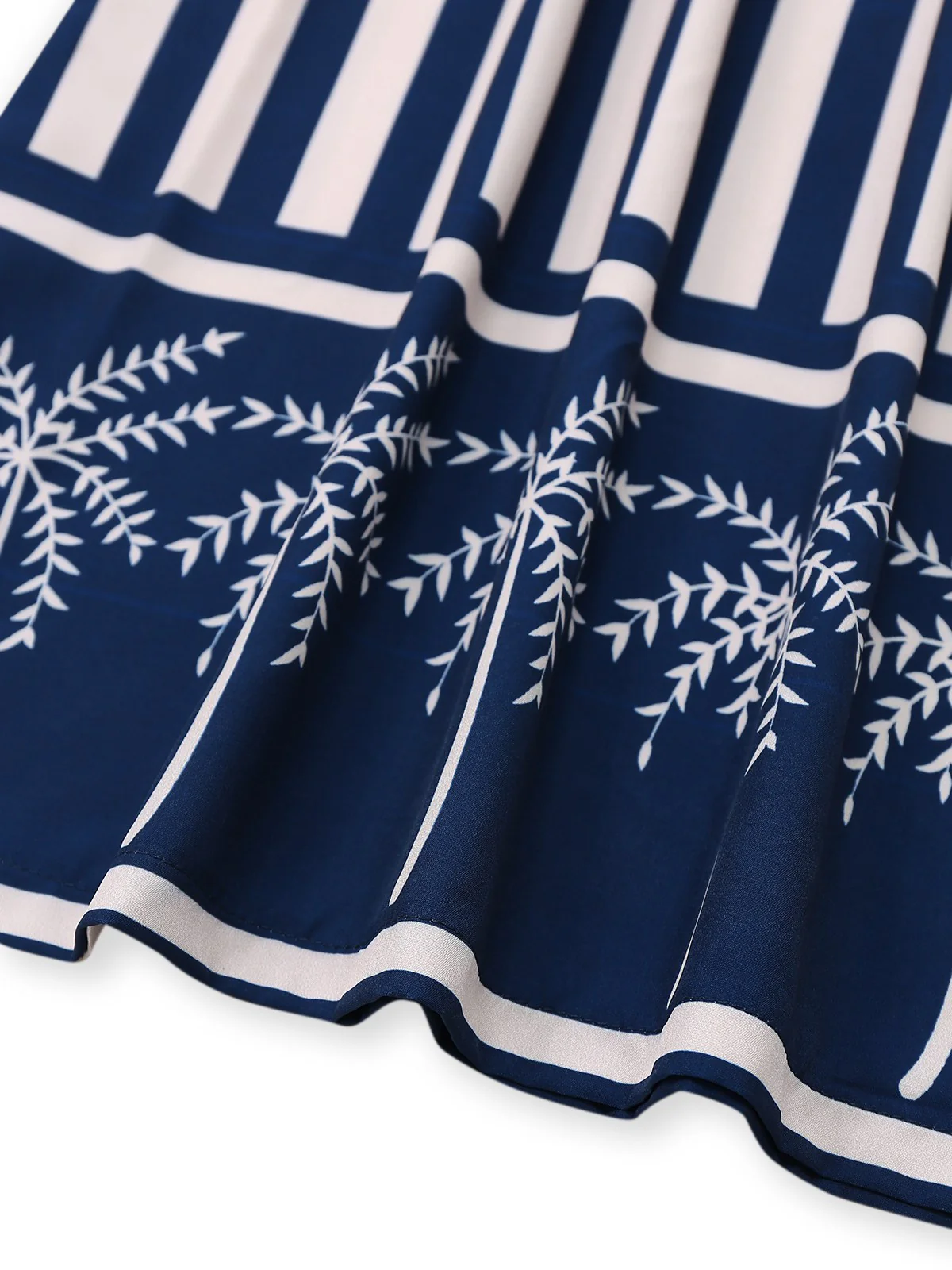Blue 1930s Vertical Stripes Palm Trees Jumpsuit - Image 5