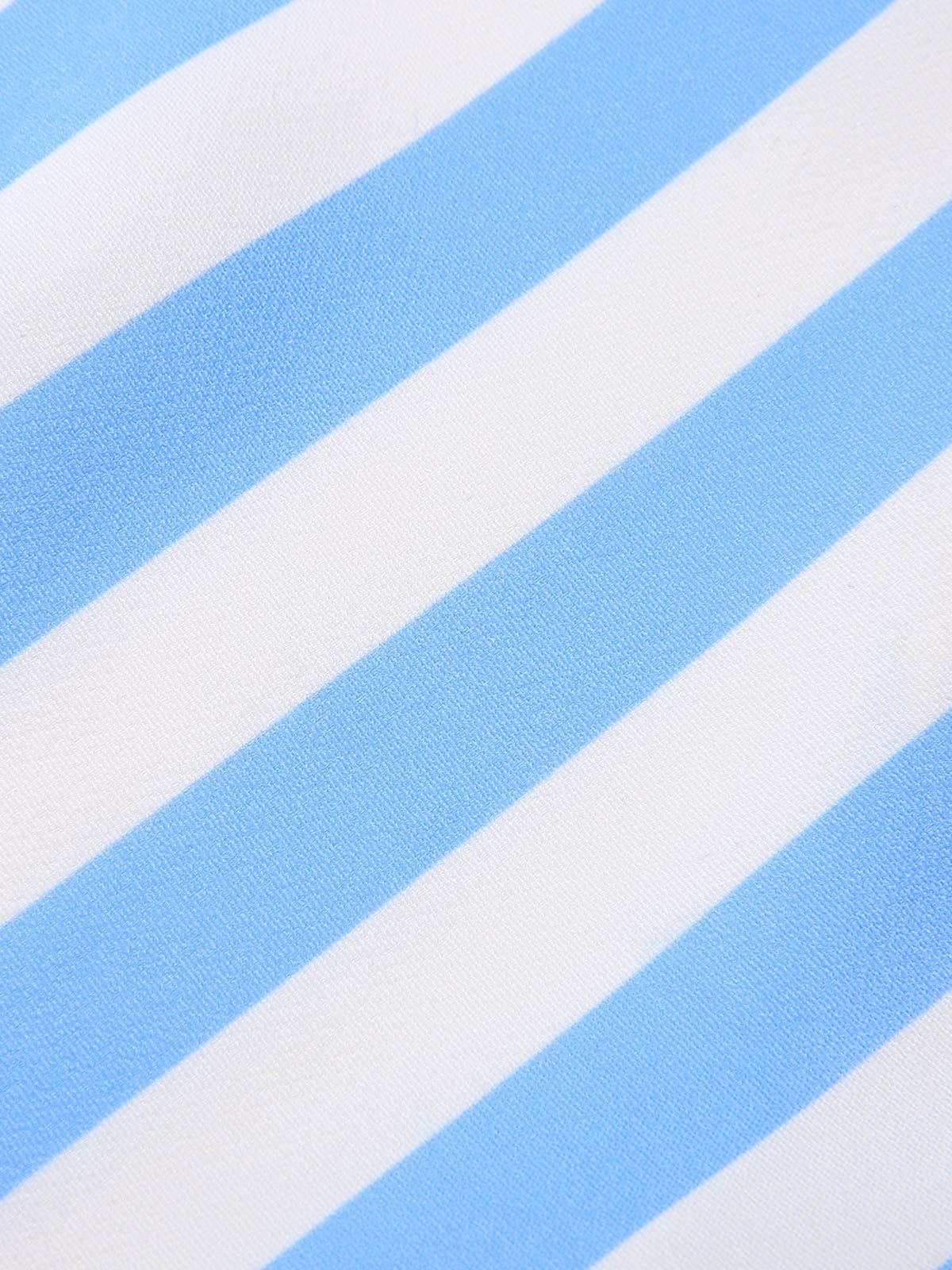 Blue 1940s Boat Neck Stripes Bow Dress - Image 7