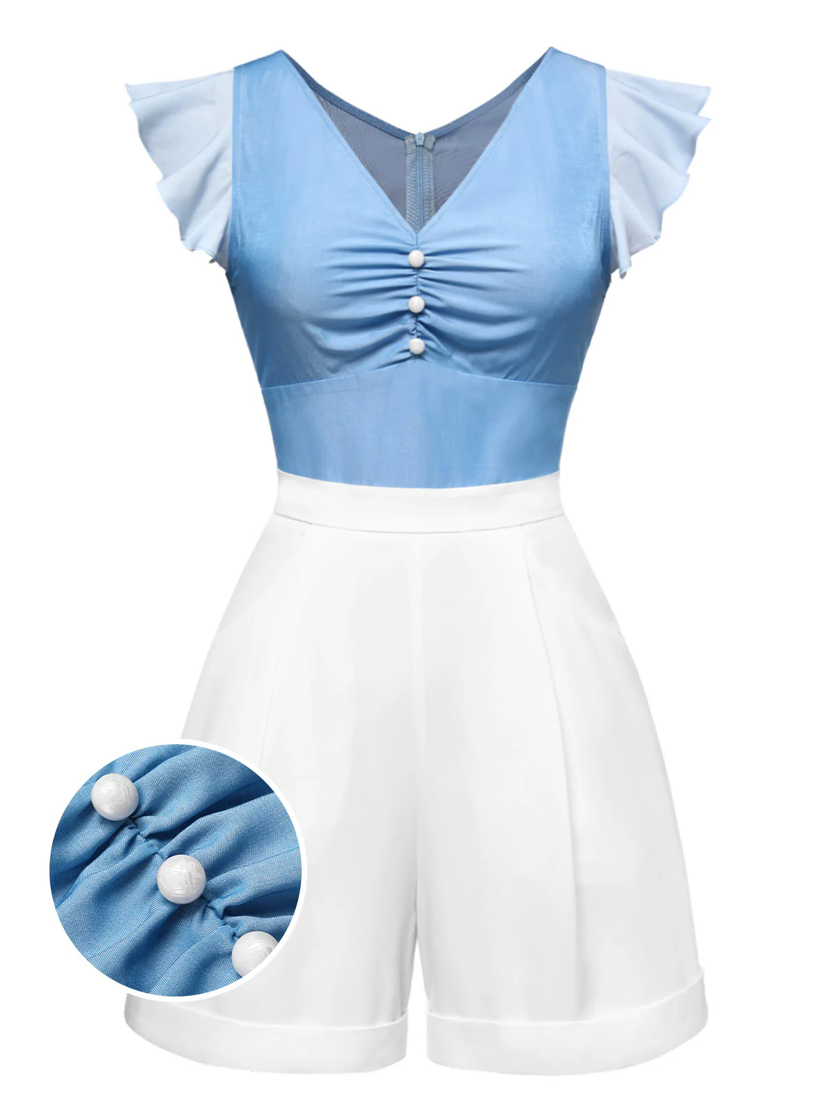 Blue 1940s Cinderella Ruffled Romper - Image 2