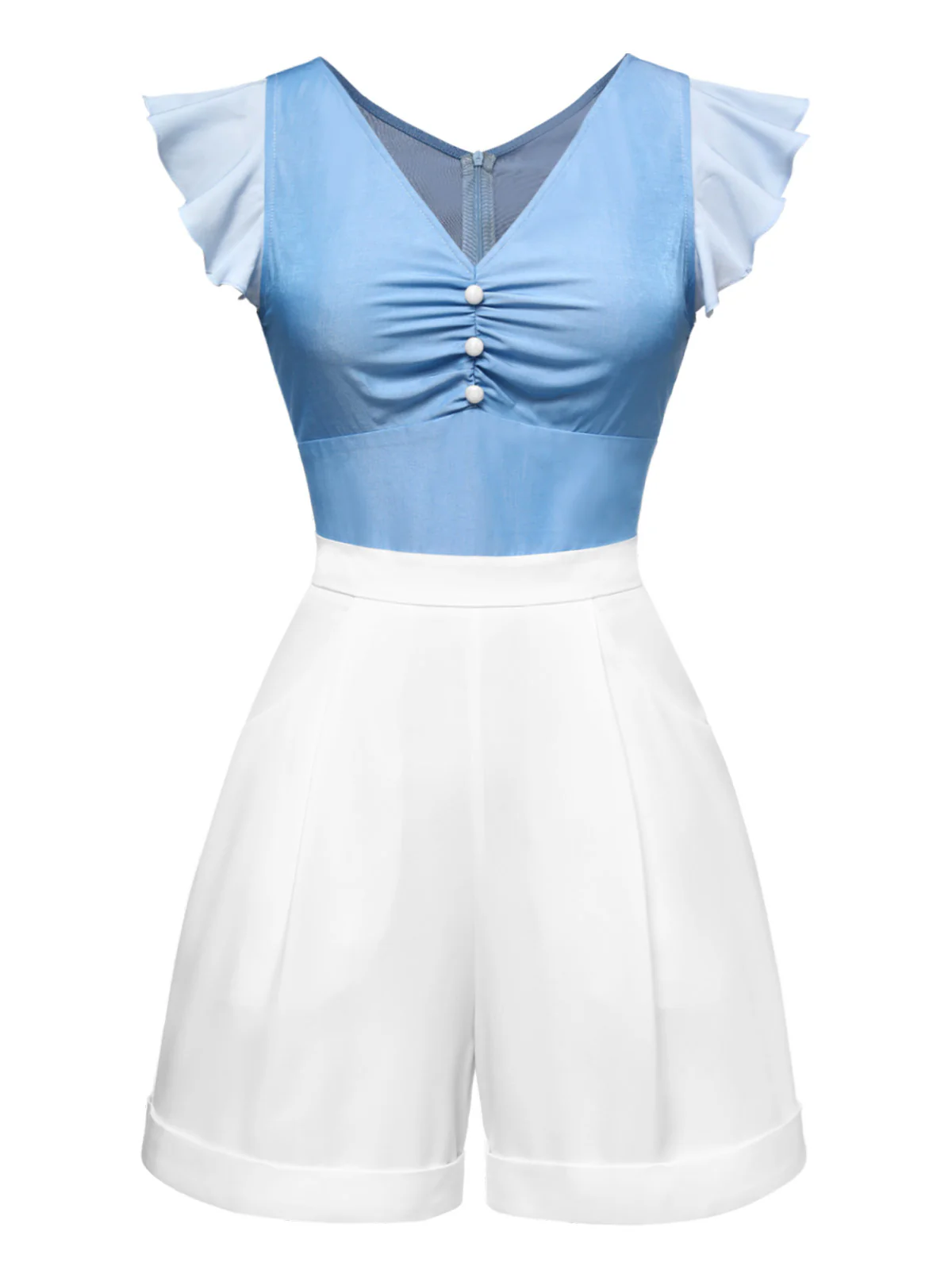 Blue 1940s Cinderella Ruffled Romper - Image 3