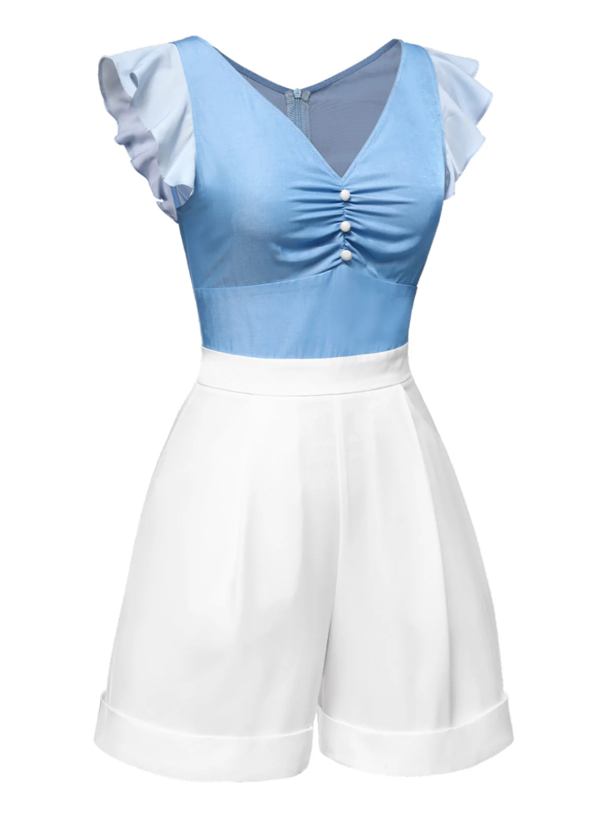 Blue 1940s Cinderella Ruffled Romper - Image 4