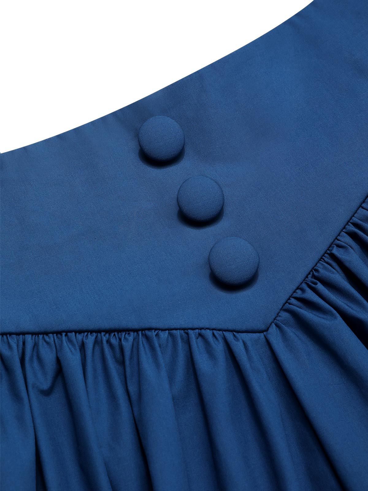 Blue 1940s Cotton Lace Hem Pleated Skirt - Image 6