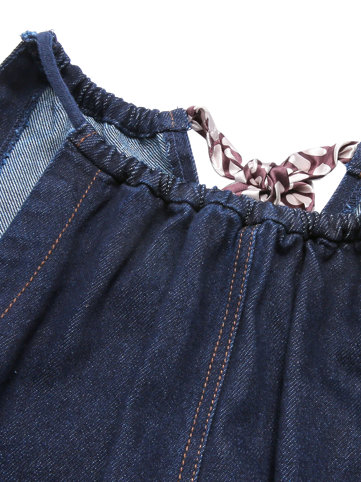 Blue 1940s Denim Tie Back Dress - Image 5