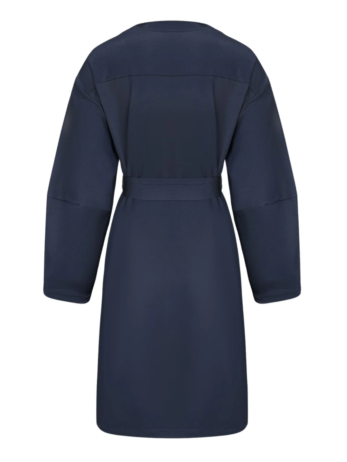Blue 1940s Double-Breasted Round Neck Trench Coat - Image 3