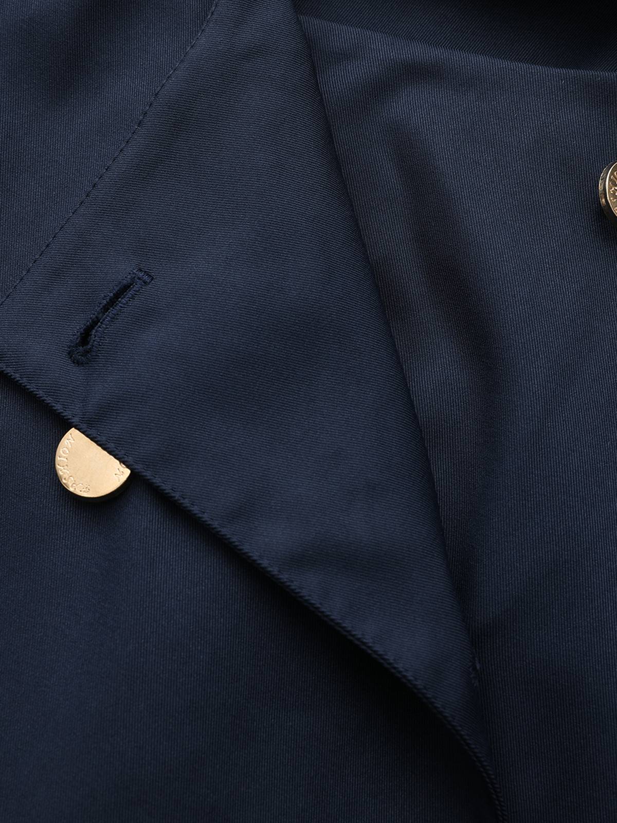 Blue 1940s Double-Breasted Round Neck Trench Coat - Image 6