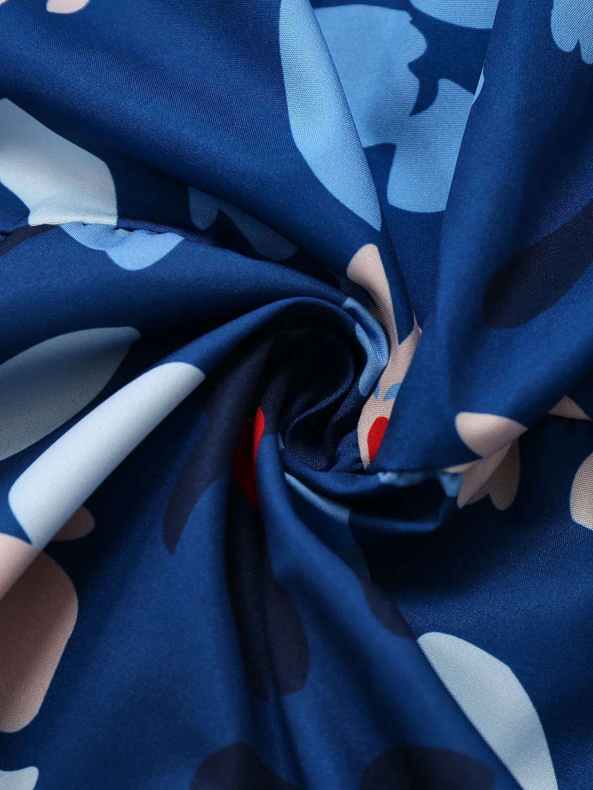 Blue 1940s Floral Puff Sleeves Off-Shoulder Dress - Image 6