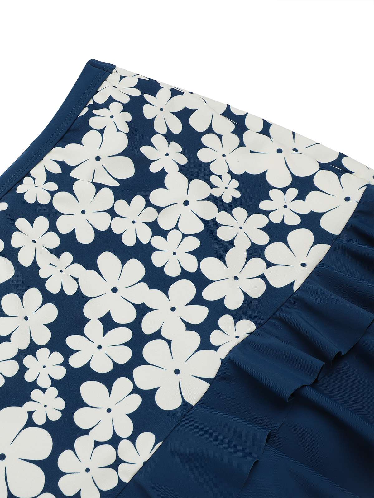 Blue 1940s Floral Ruffles Halter Swimsuit - Image 5