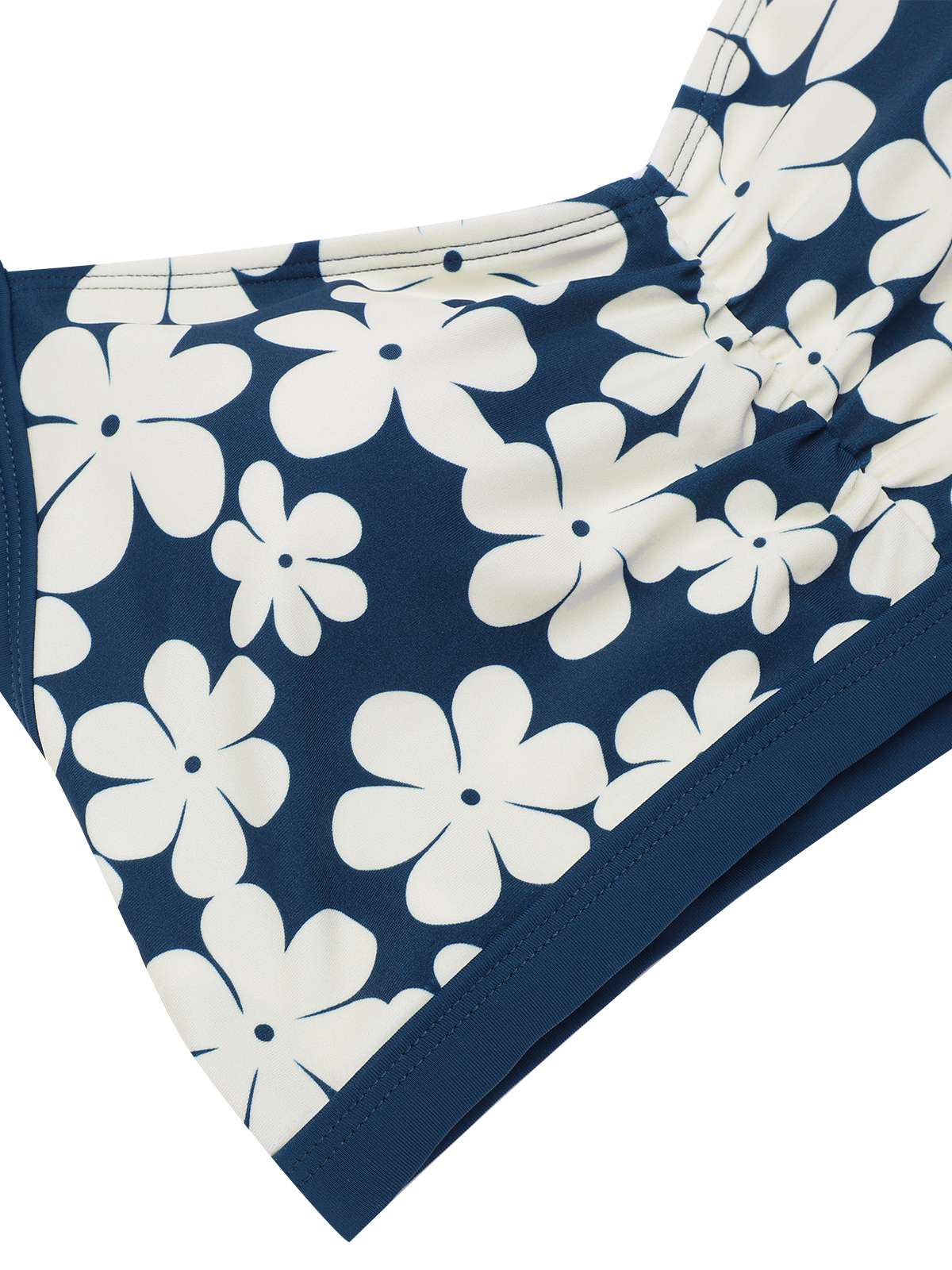 Blue 1940s Floral Ruffles Halter Swimsuit - Image 7