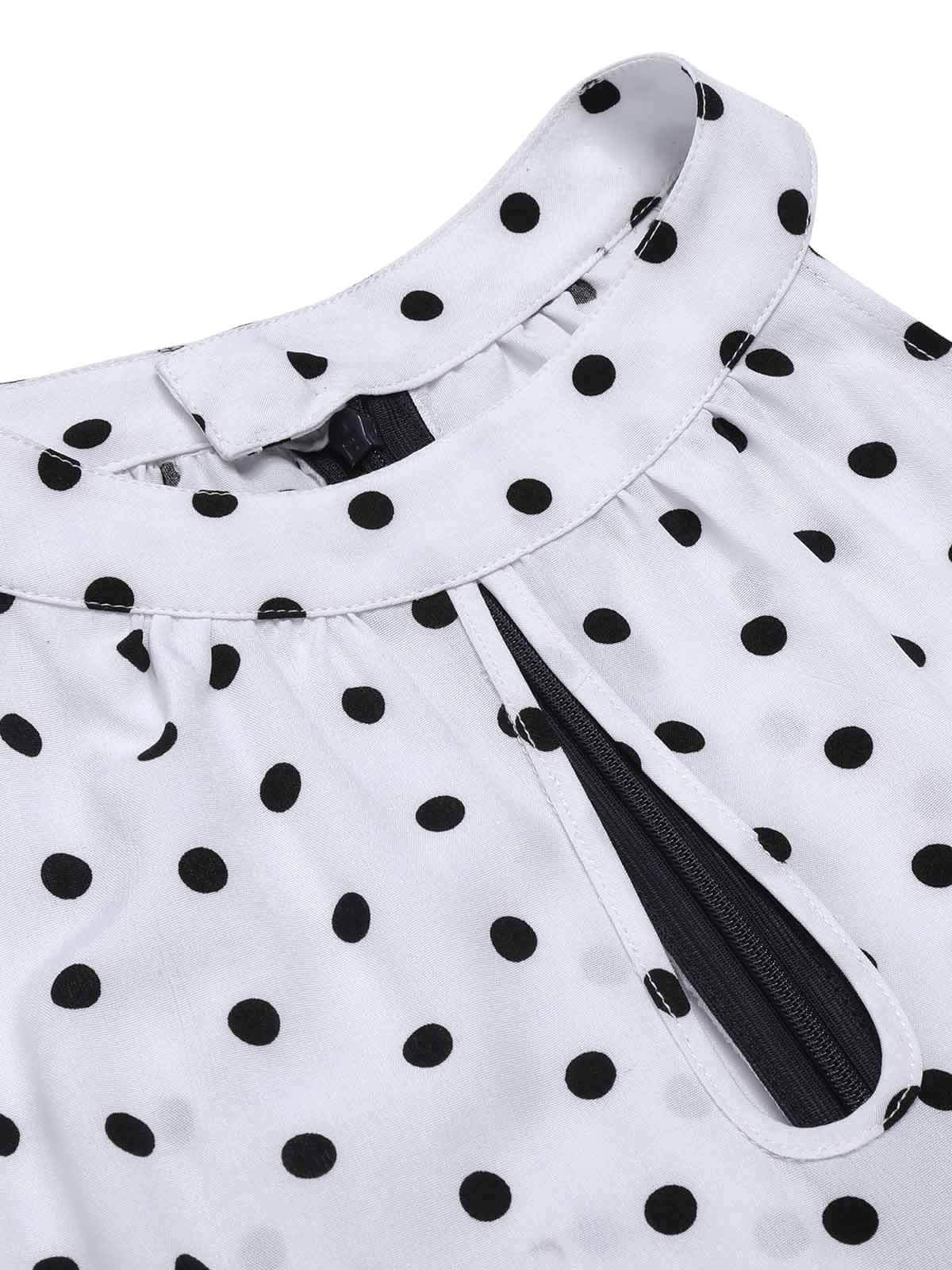 Blue 1940s Halter Polka Dot Jumpsuit - Image 5