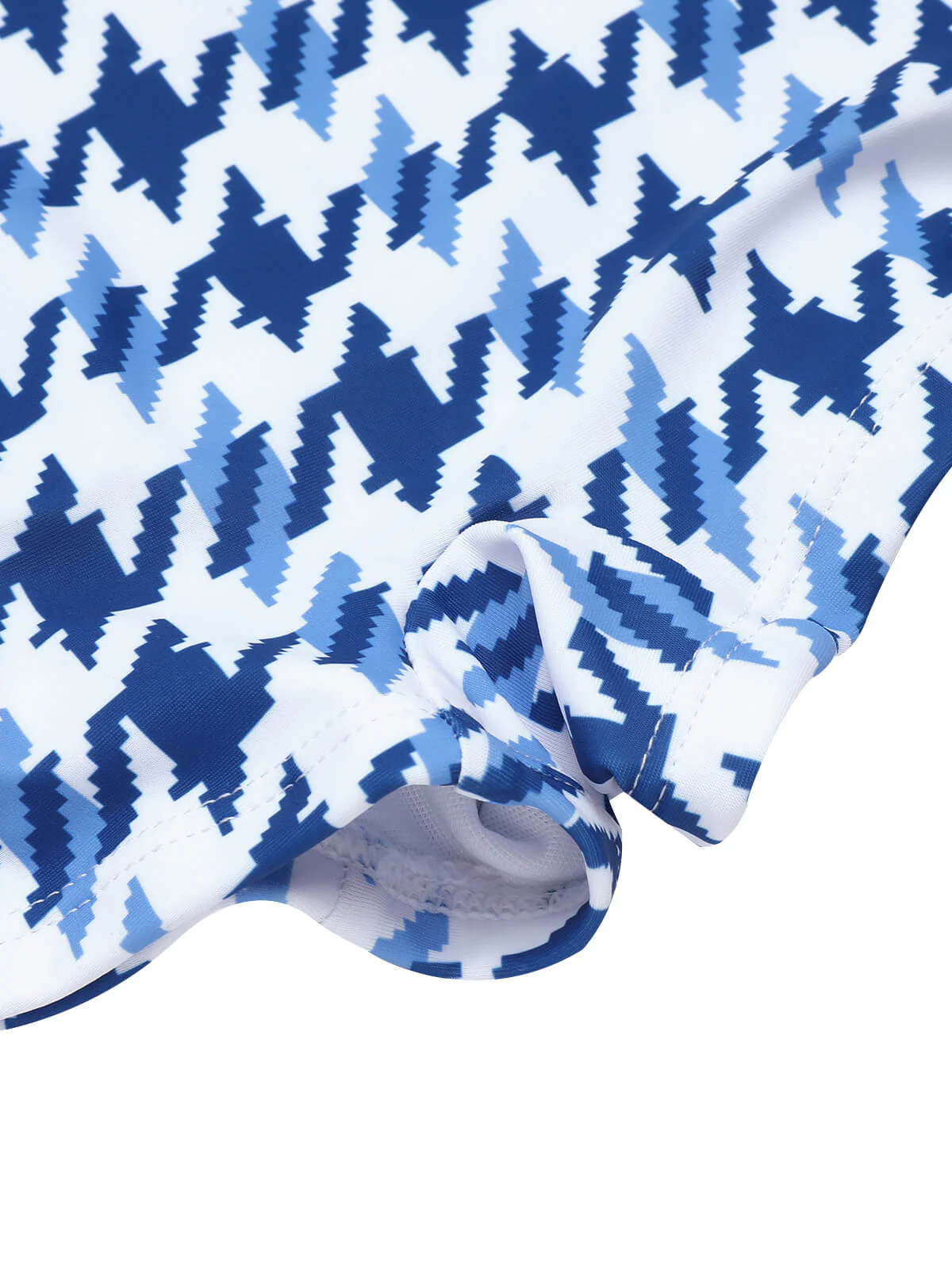 Blue 1940s Houndstooth Bow Halter Swimsuit - Image 6