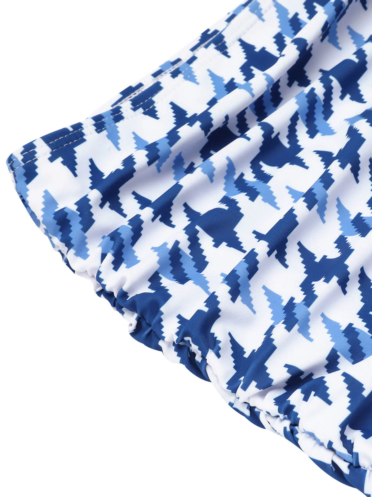 Blue 1940s Houndstooth Bow Halter Swimsuit - Image 7