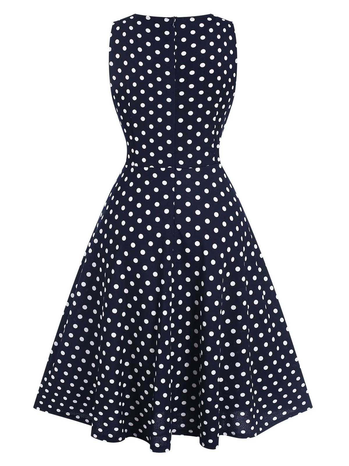 Blue 1940s Lace Patchwork Polka Dots Dress - Image 3
