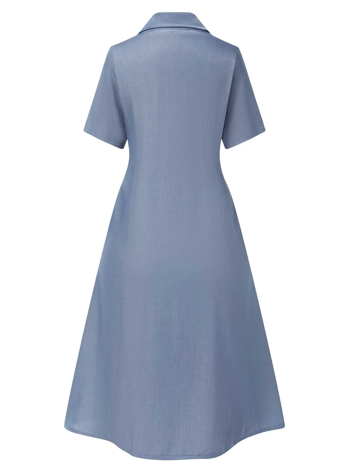 Blue 1940s Lapel Button Floral Dress - Image 3