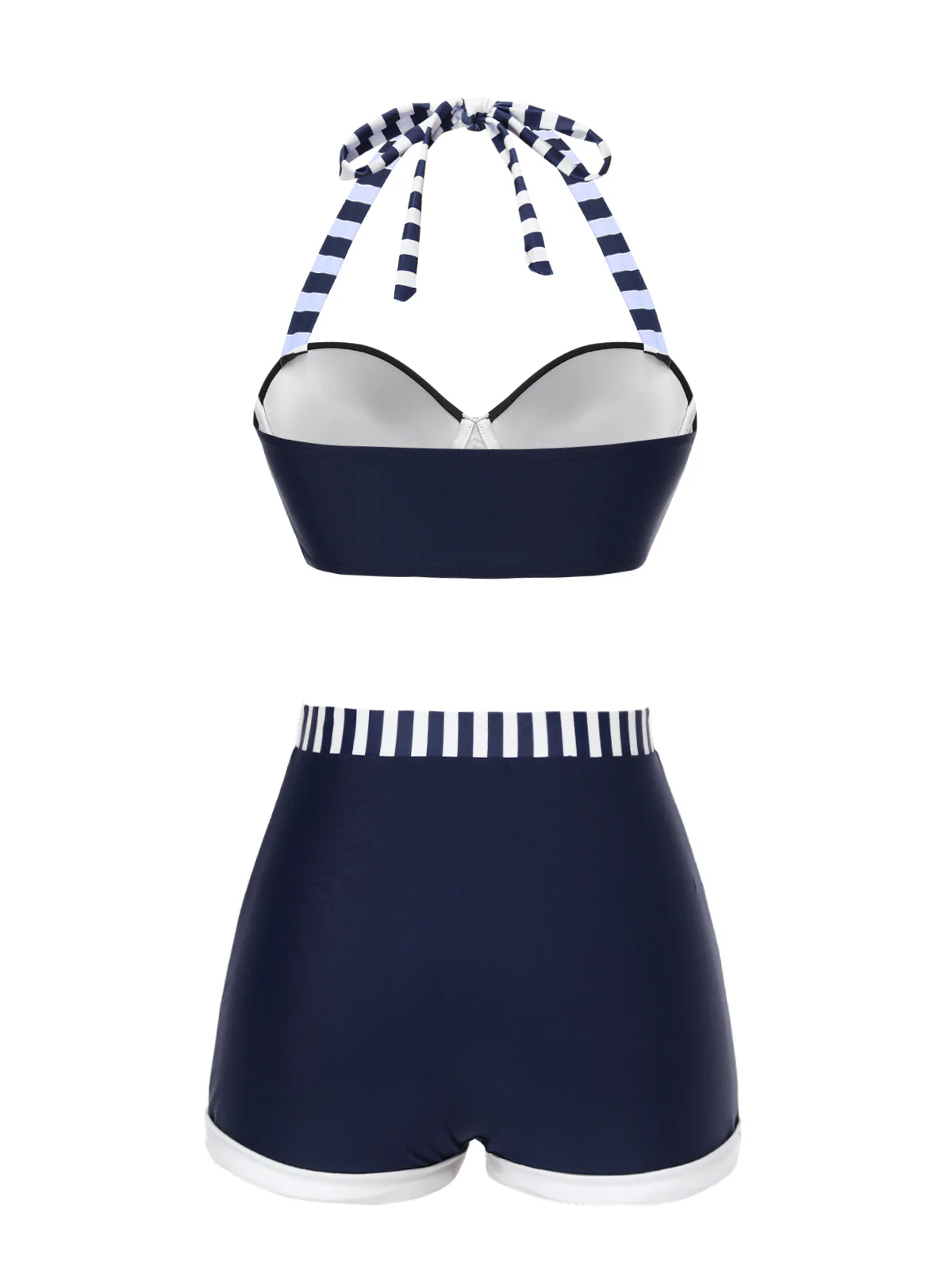 Blue 1940s Navy Style Patchwork Swimsuit - Image 5