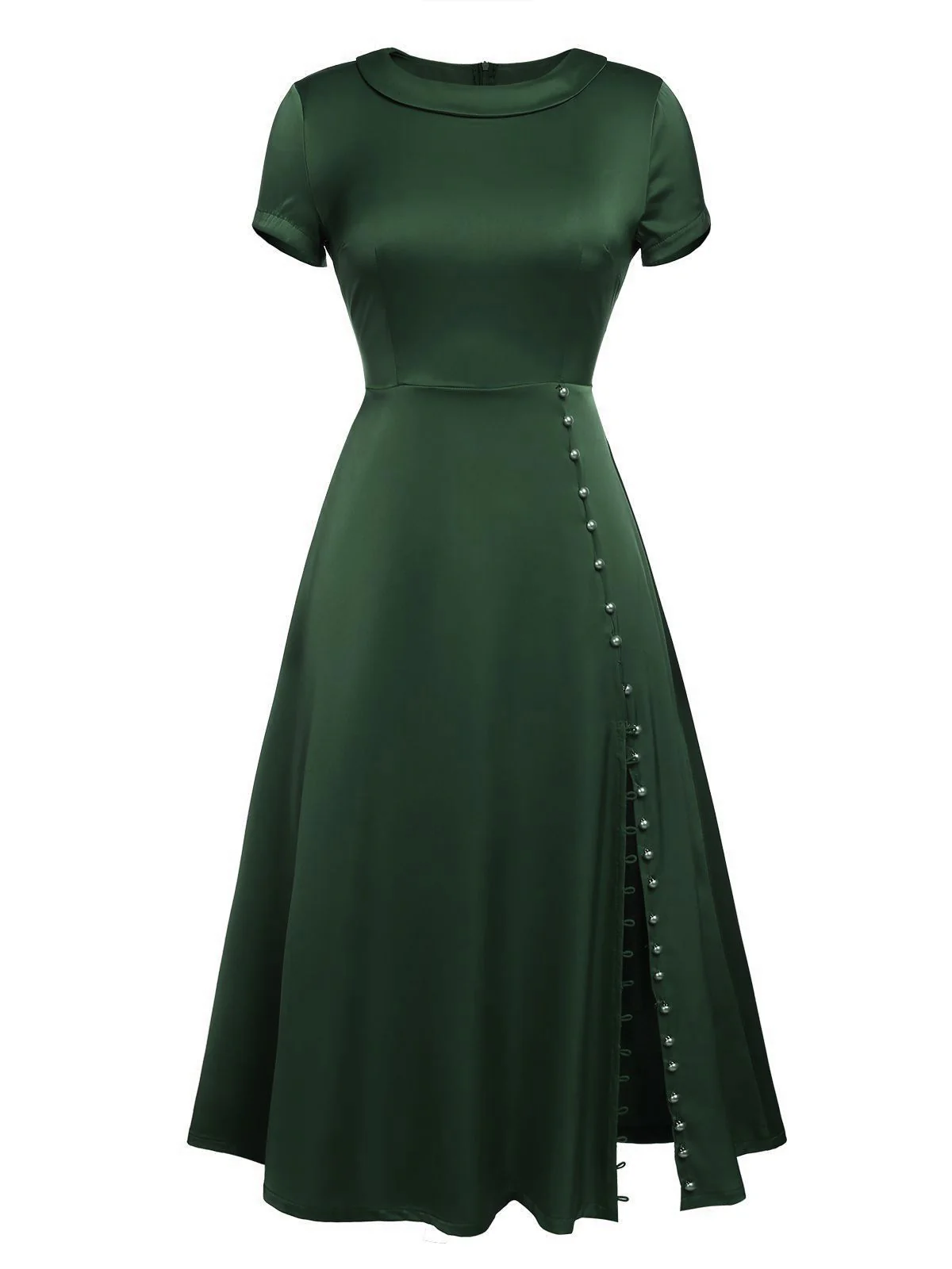 Blue 1940s Pearl Buttons Darlene Dress - Image 14