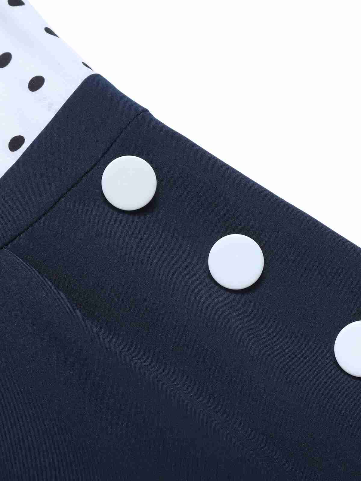Blue 1940s Polka Dot Bow Lapel Jumpsuit - Image 5