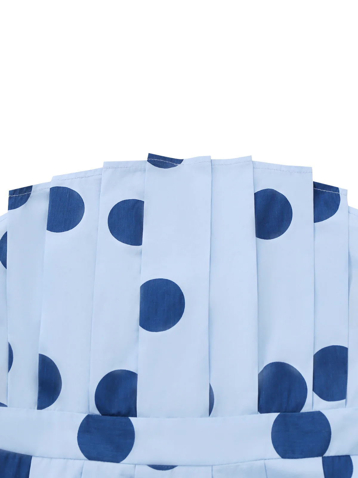 Blue 1940s Polka Dot Strapless Pleated Dress - Image 4
