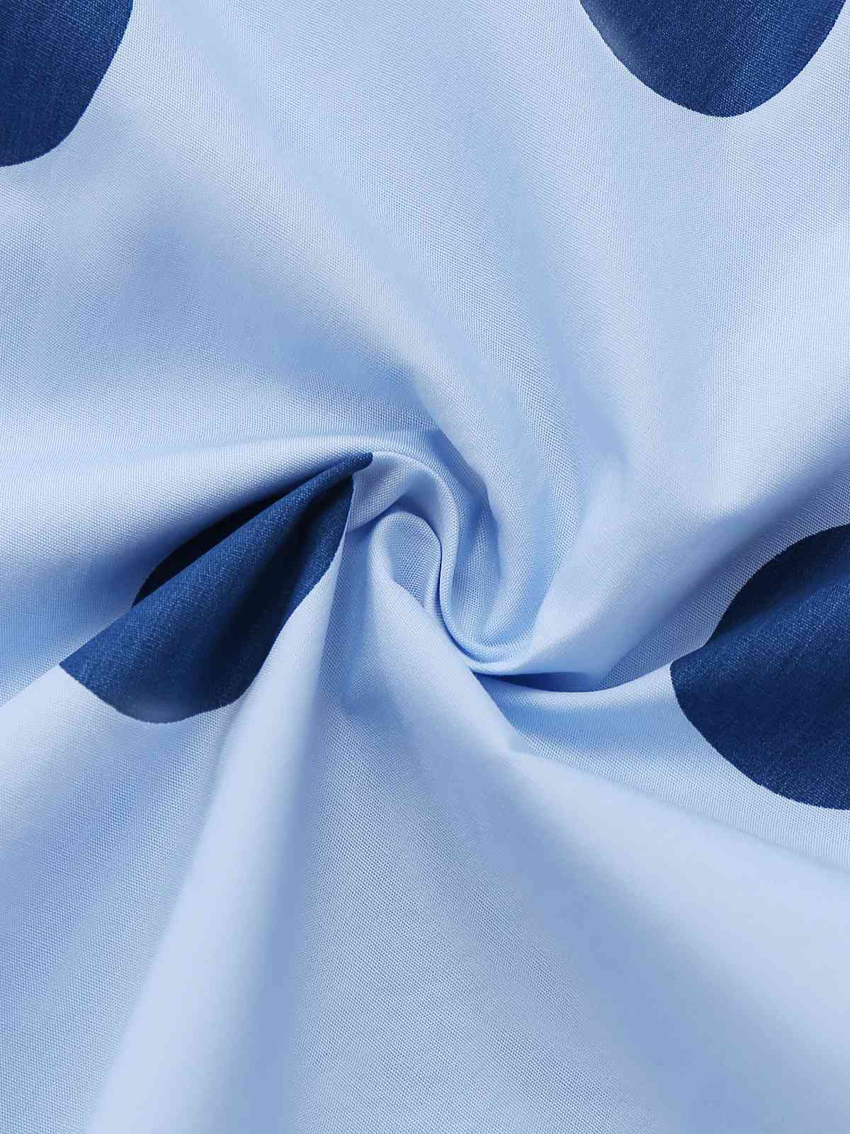 Blue 1940s Polka Dot Strapless Pleated Dress - Image 7