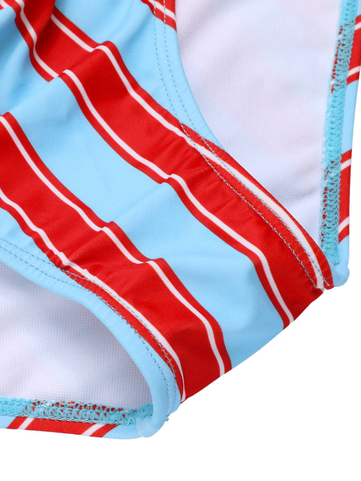 Blue 1940s Polka Dot Stripe Halter Swimsuit - Image 7