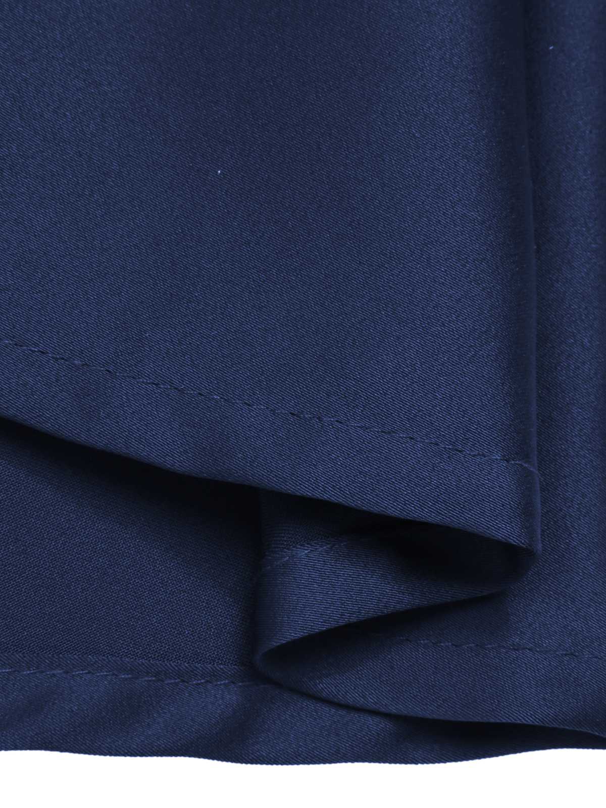 Blue 1940s Solid Short Sleeves Lapel Dress - Image 6