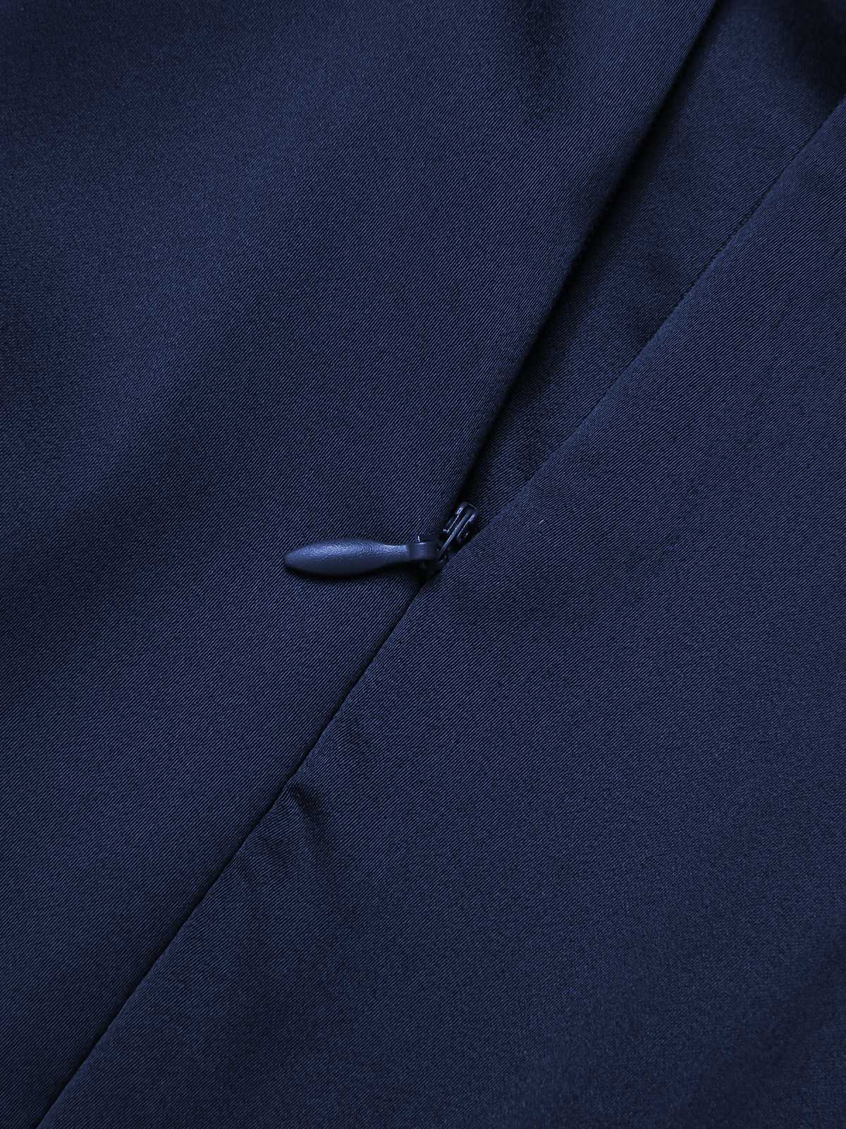 Blue 1940s Solid Short Sleeves Lapel Dress - Image 7