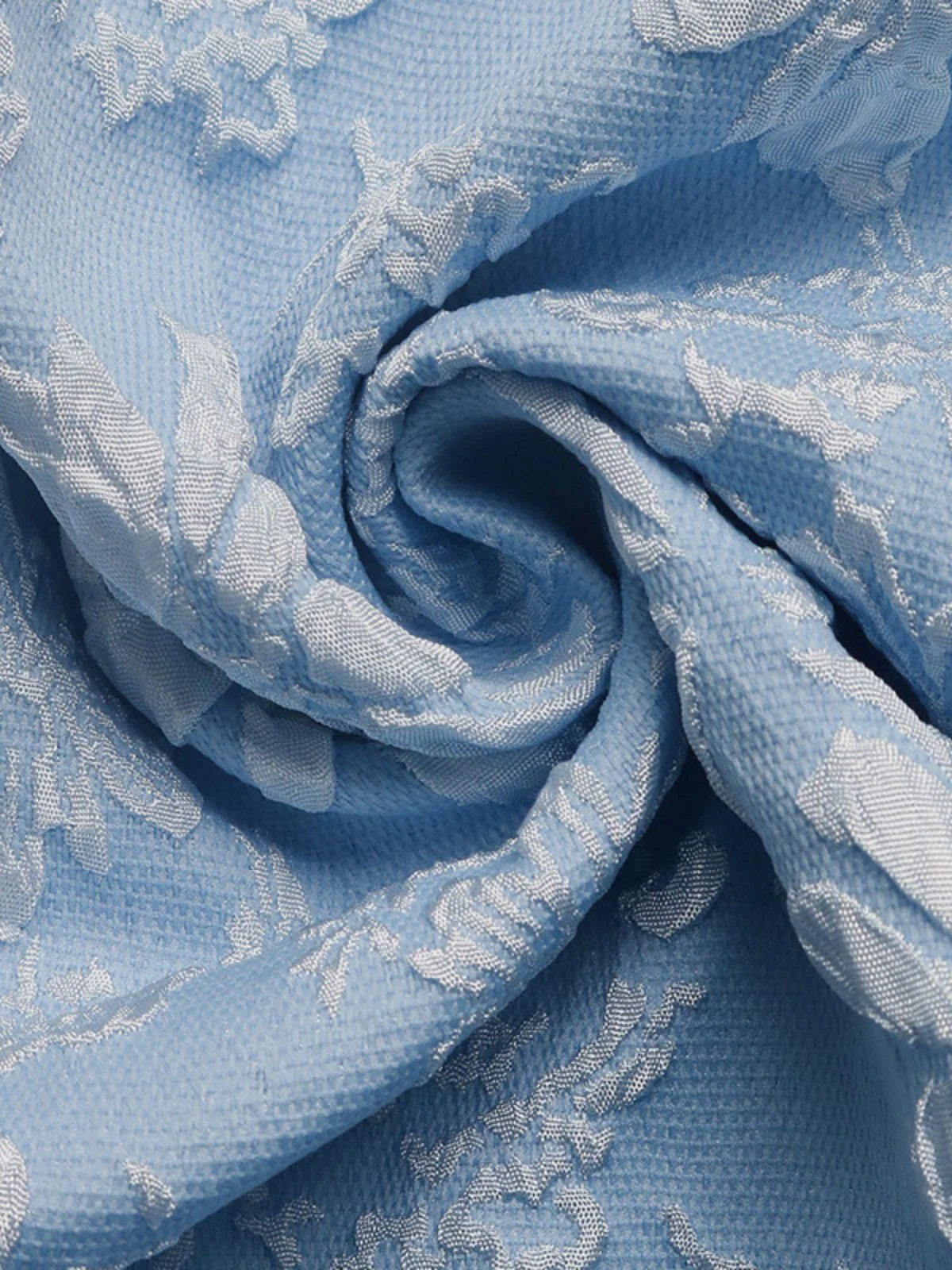 Blue 1940s Square Neck Empire Waist Jacquard Smocked Dress - Image 6