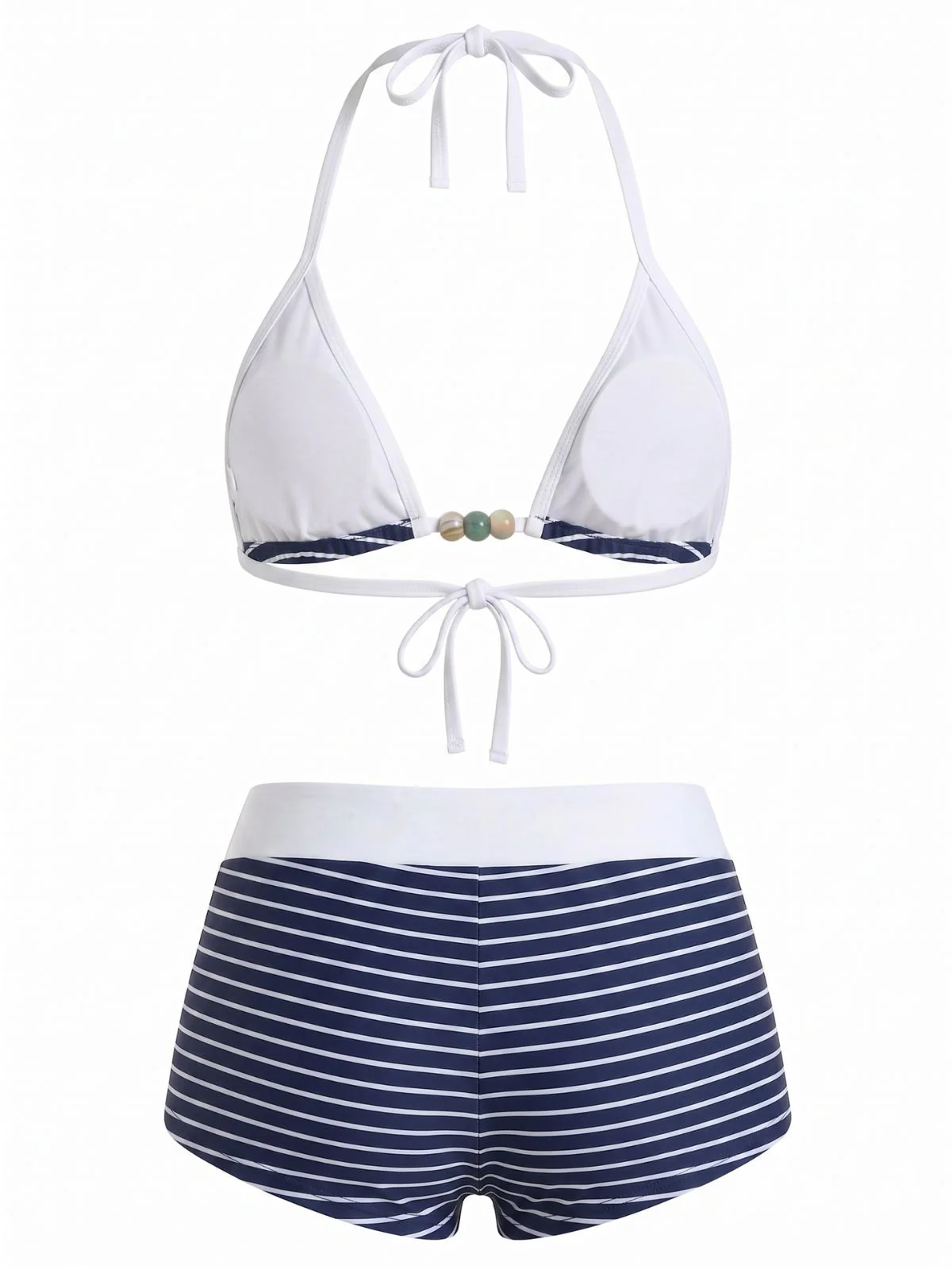 [Pre-Sale] Blue 1940s Stripe Halter Nautical Bikini Set - Image 2