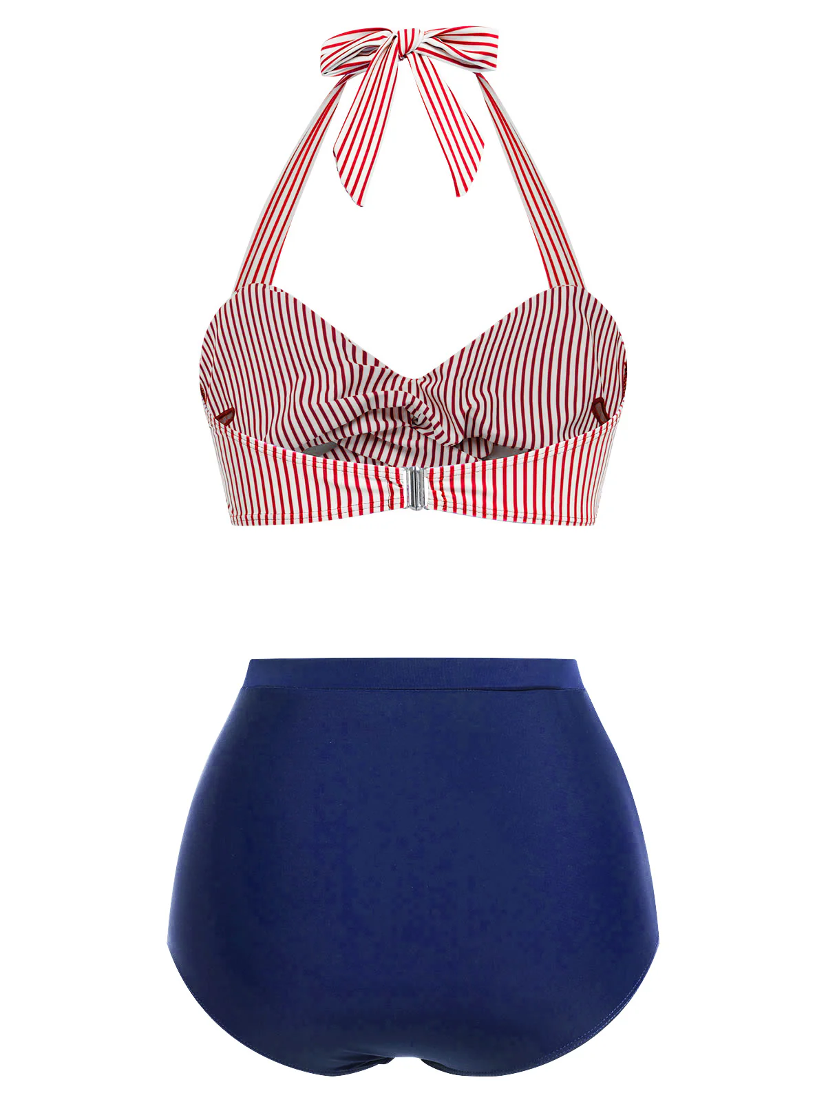 Blue 1940s Striped Halter Swimsuit Set - Image 12