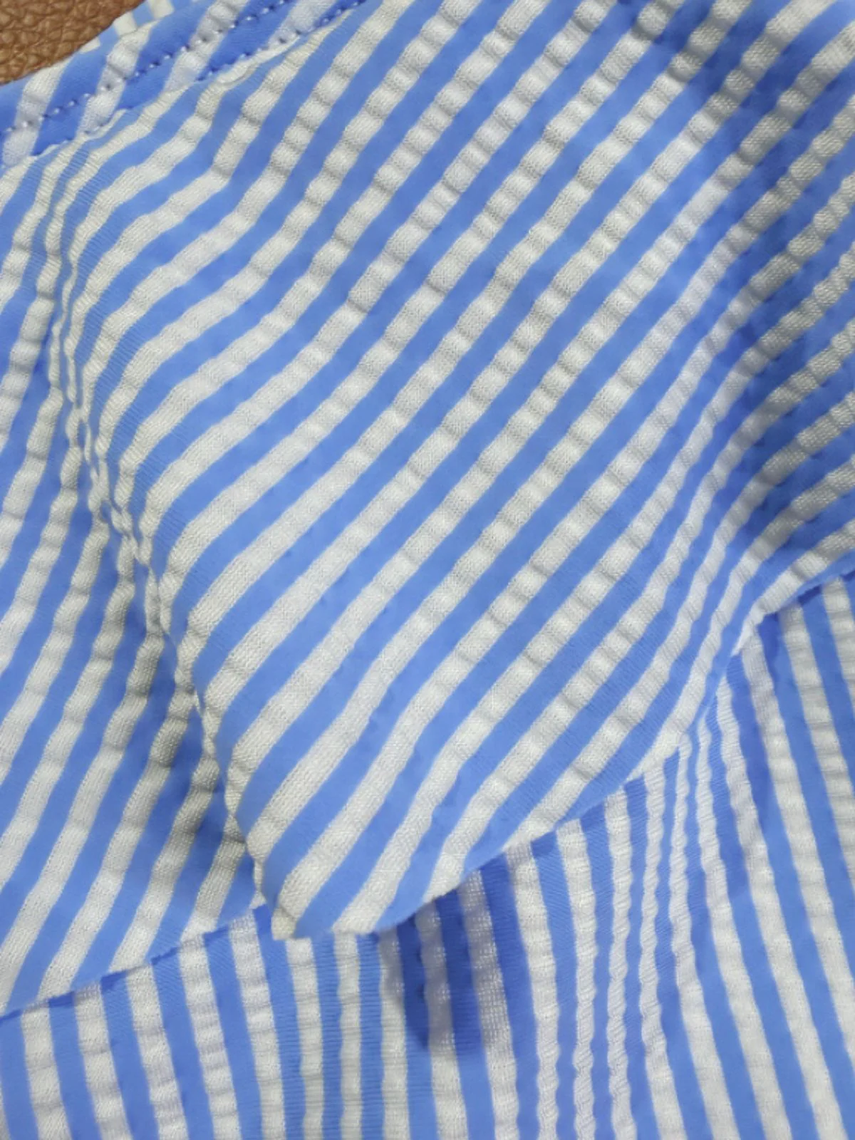 Blue 1940s Striped One-Shoulder Cutout One-Piece Swimsuit - Image 5