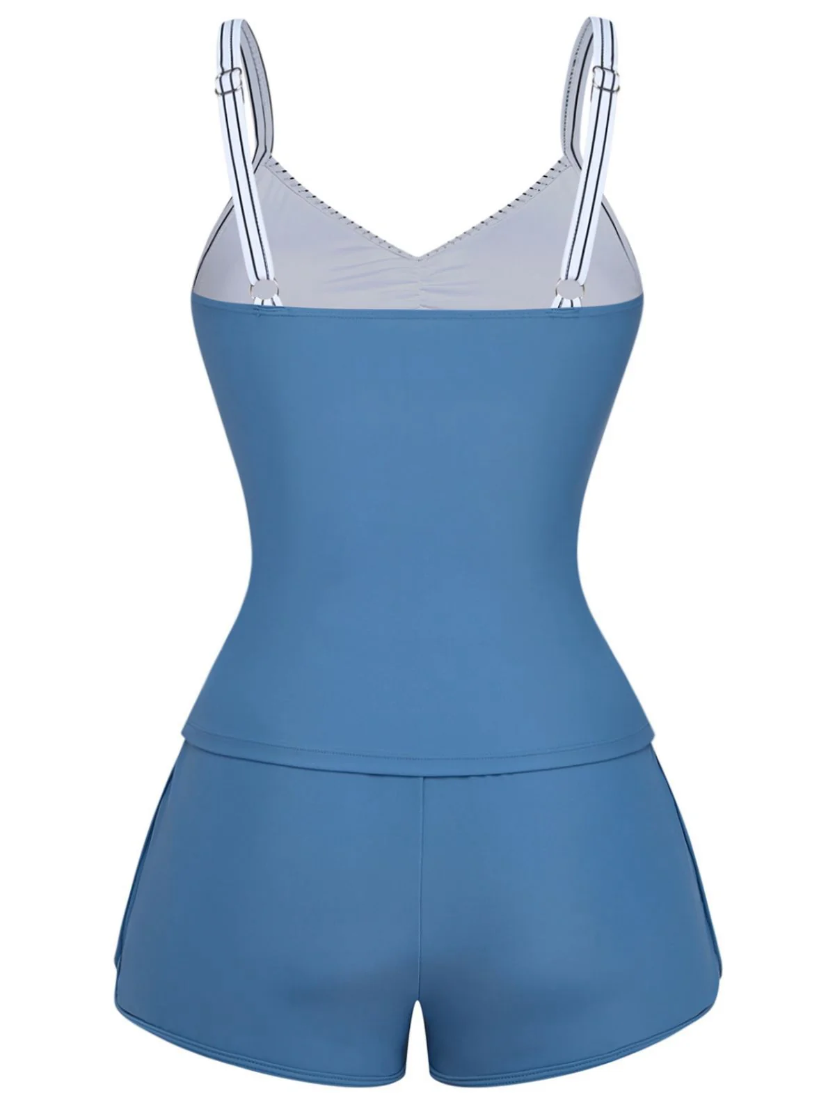 [Pre-Sale] Blue 1940s Striped Pocket Ruched Swimsuit - Image 3