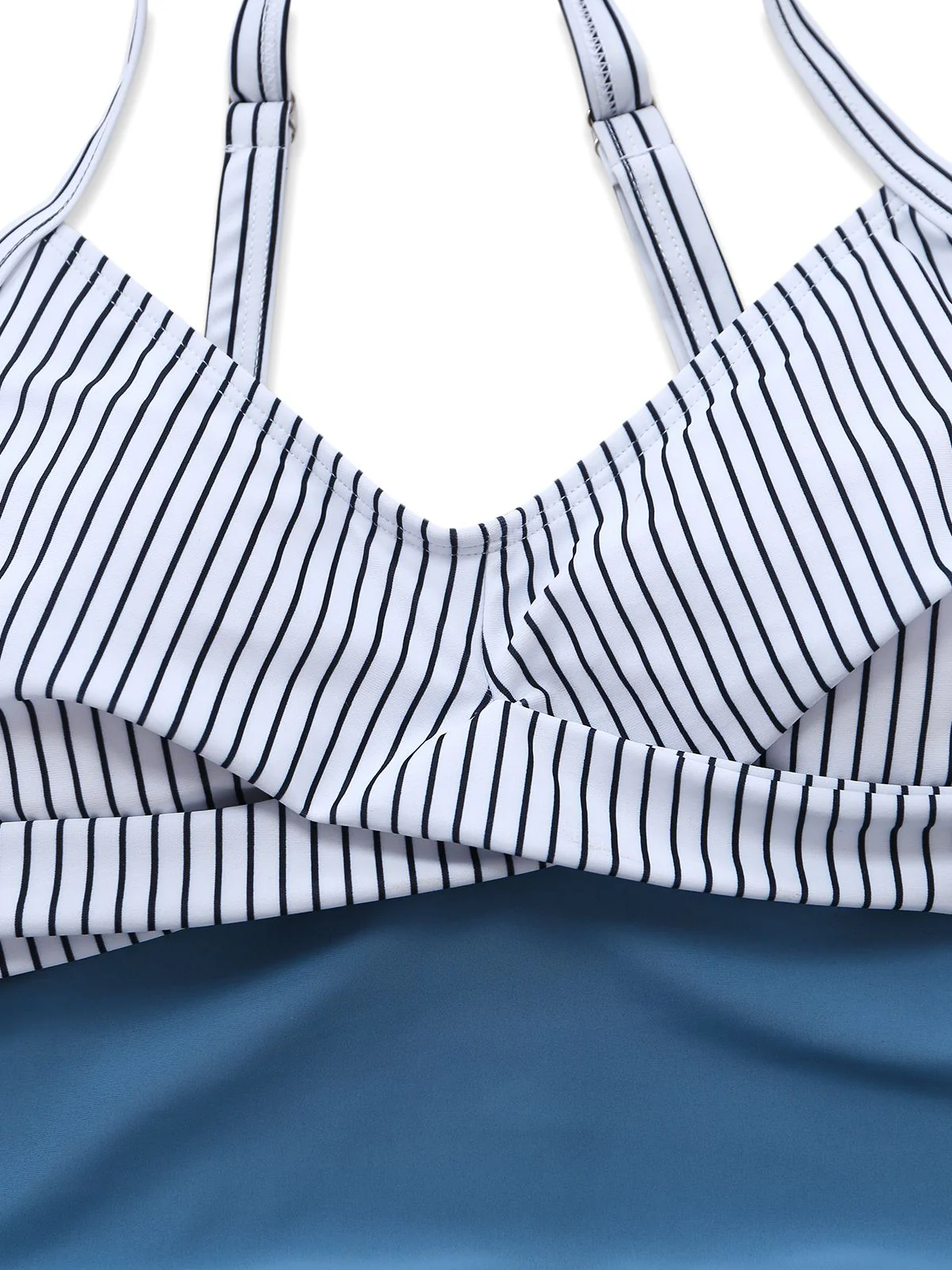 [Pre-Sale] Blue 1940s Striped Pocket Ruched Swimsuit - Image 5