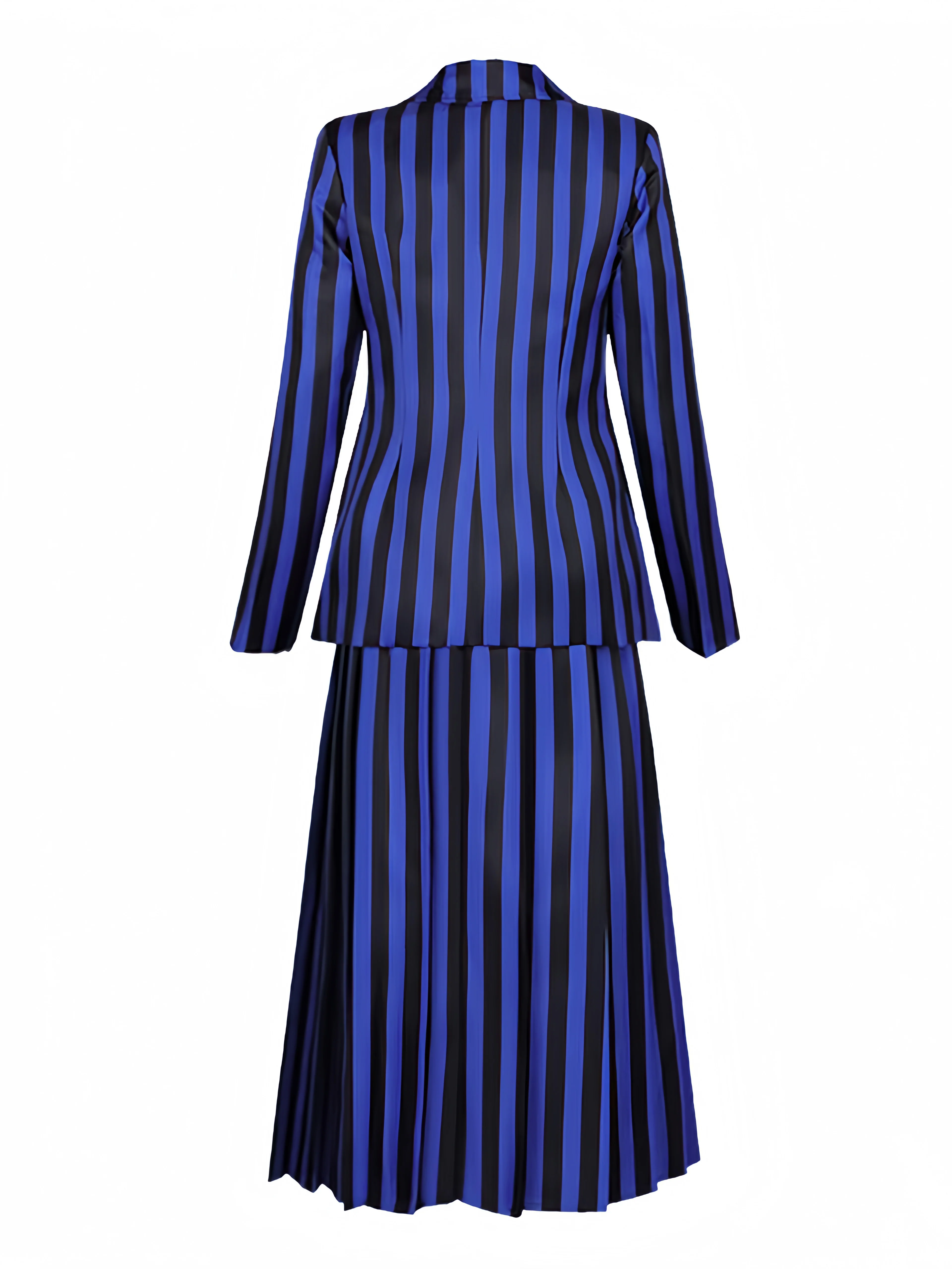 Blue 1940s Striped Wednesday Addams Uniform Set - Image 3