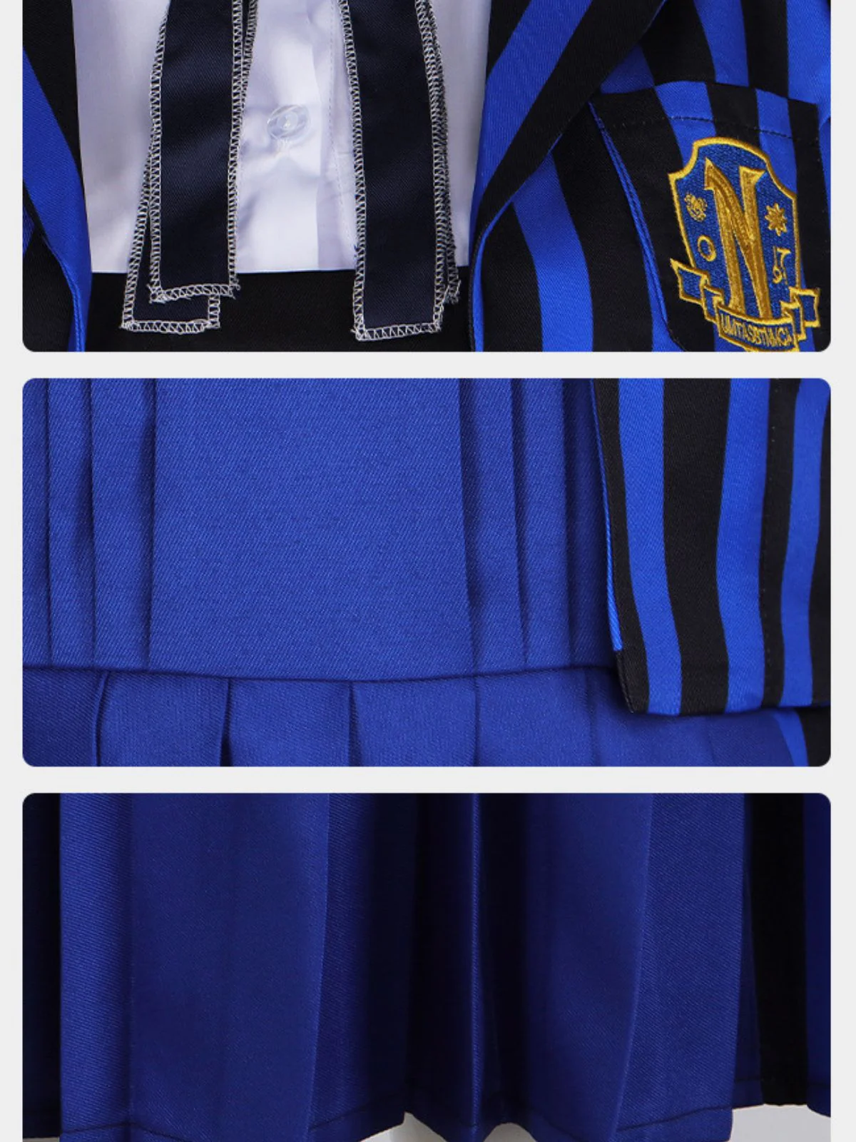 Blue 1940s Striped Wednesday Enid Uniform Set - Image 3