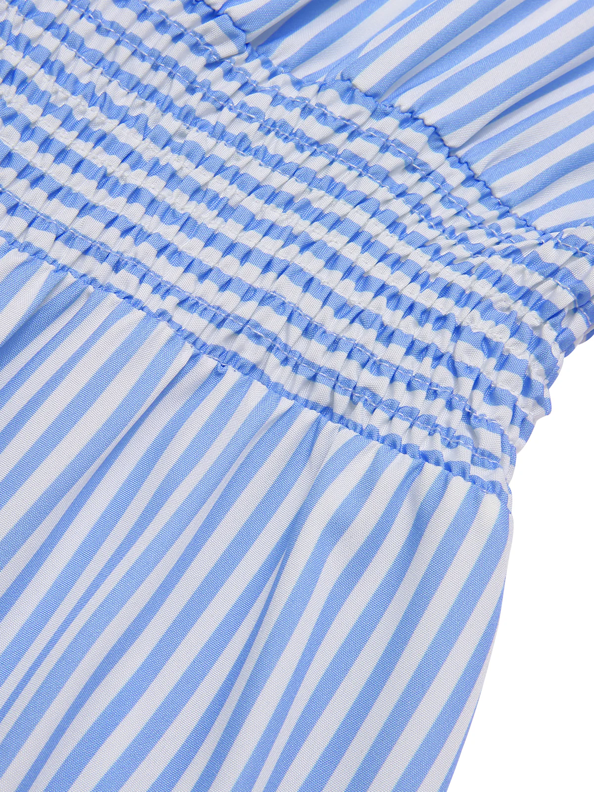 Blue 1940s V-Neck Stripes Long Sleeve Dress - Image 4