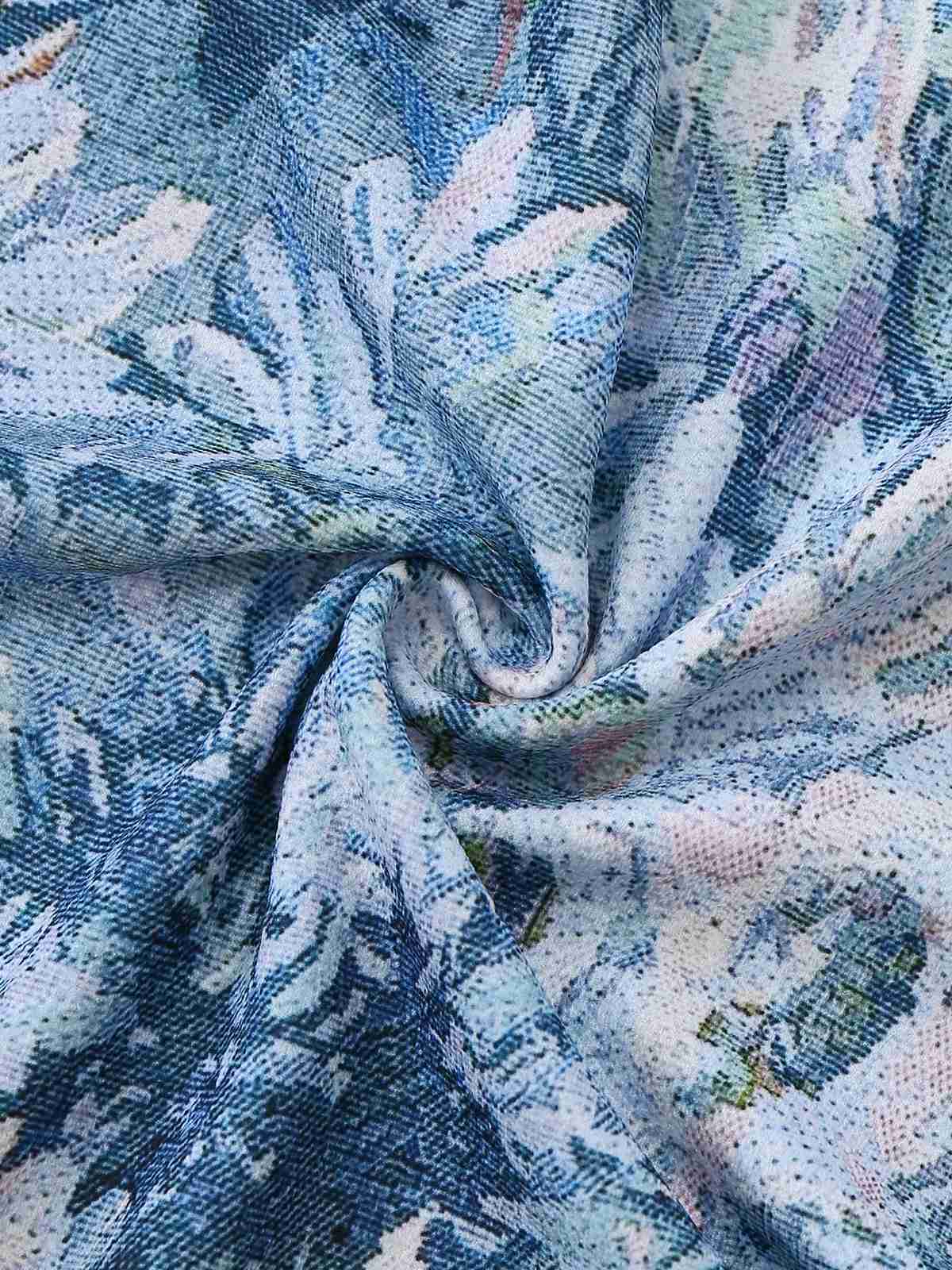 [Pre-Sale] Blue 1950s All-Over Oil Painting Floral Sleeveless Dress - Image 7